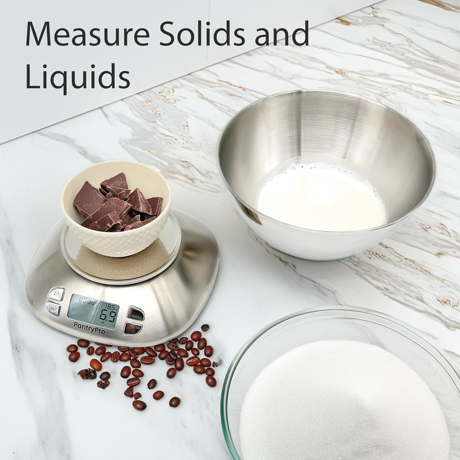 Digital Kitchen Scale with Bowl - Gold Stainless Steel 12lbs Capacity - LCD Display Grams and Ounces Battery Included - Image 5