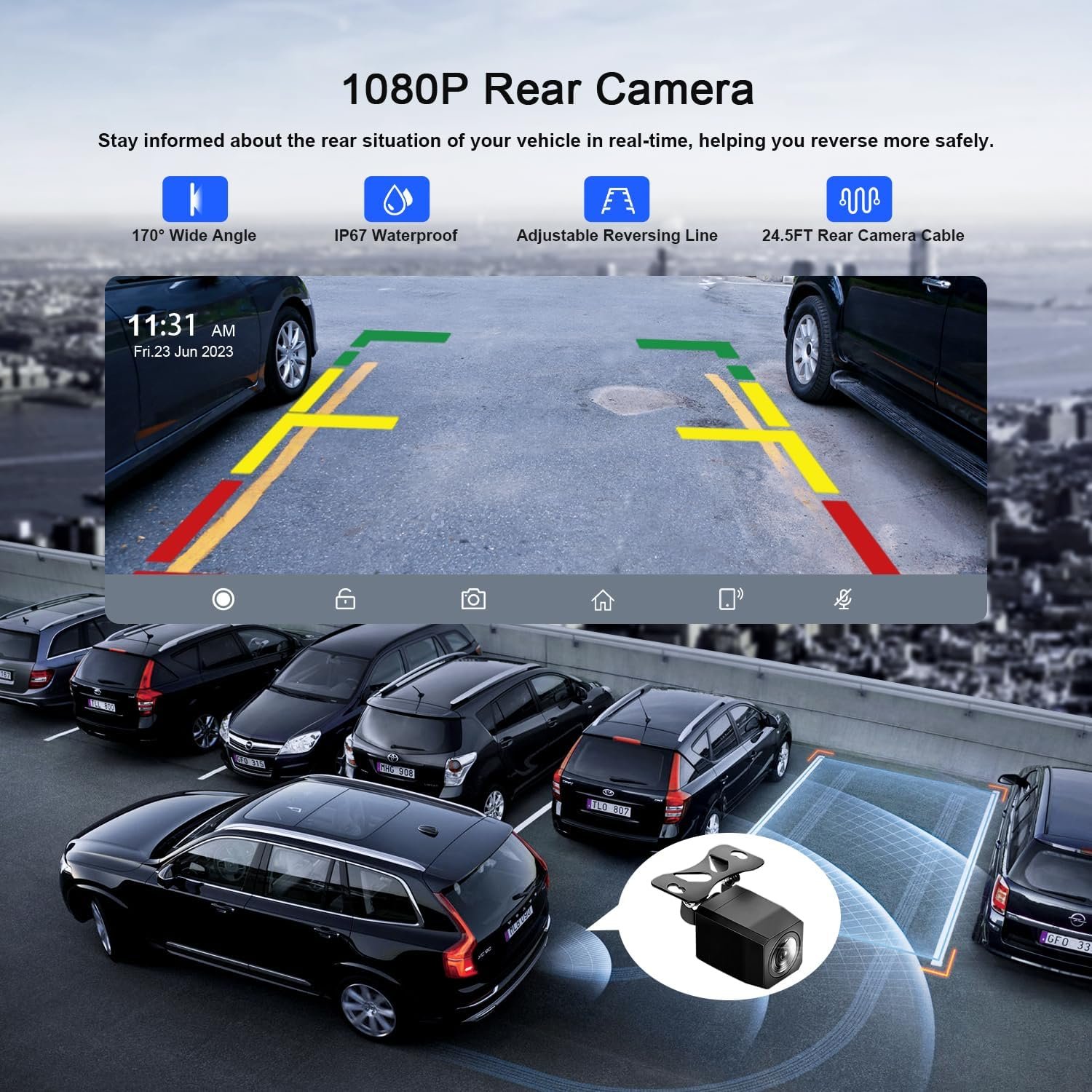 9.26" Carplay Android Auto Screen for Car with Backup Camera, Portable Touchscreen Wireless Stereo, GPS Navigation, Googel/Siri Voice Control, Audio Receivers with Bluetooth, AUX/FM, Mirror Link - Image 5