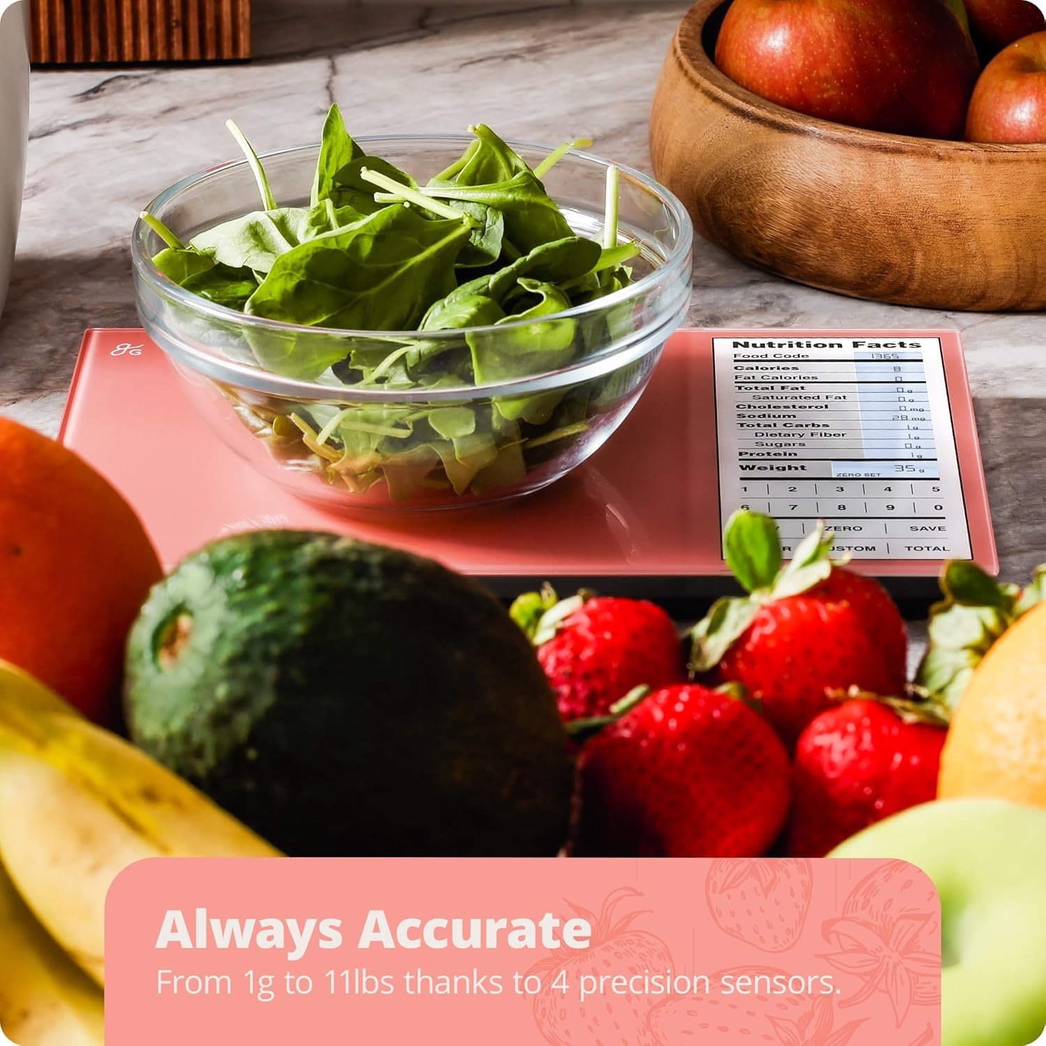 Nutrition Scale by Greater Goods with Food Grade Glass, Perfect for Calorie Counting, Meal Prep, and Weight Loss (Pink) - Image 5