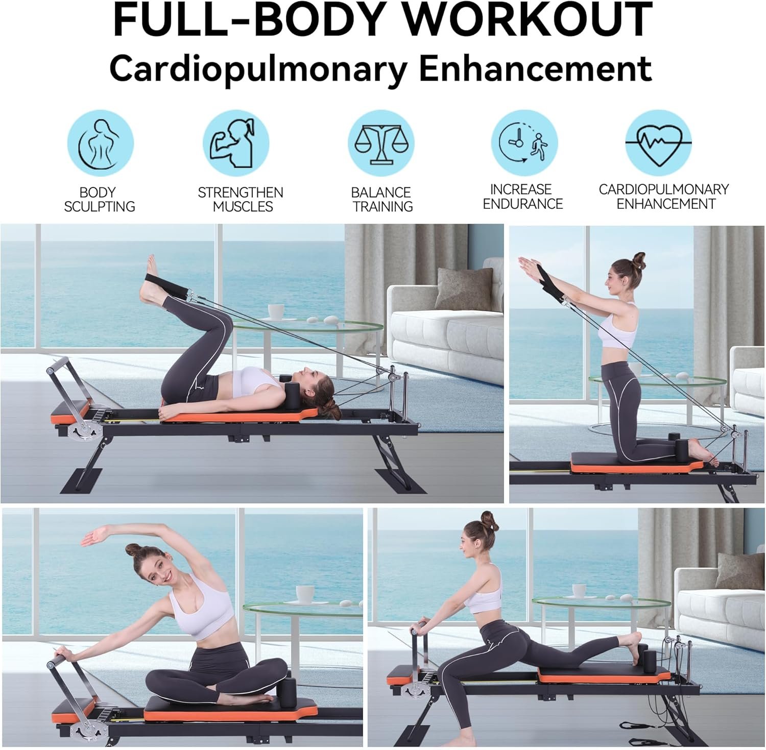 Pilates Reformer,Dpiolrcag Foldable Pilates Machine & Equipment for Home Use and Gym Workout, Suitable for Advanced and Beginners Users, Up to 250 lbs Weight Capacity - Image 3