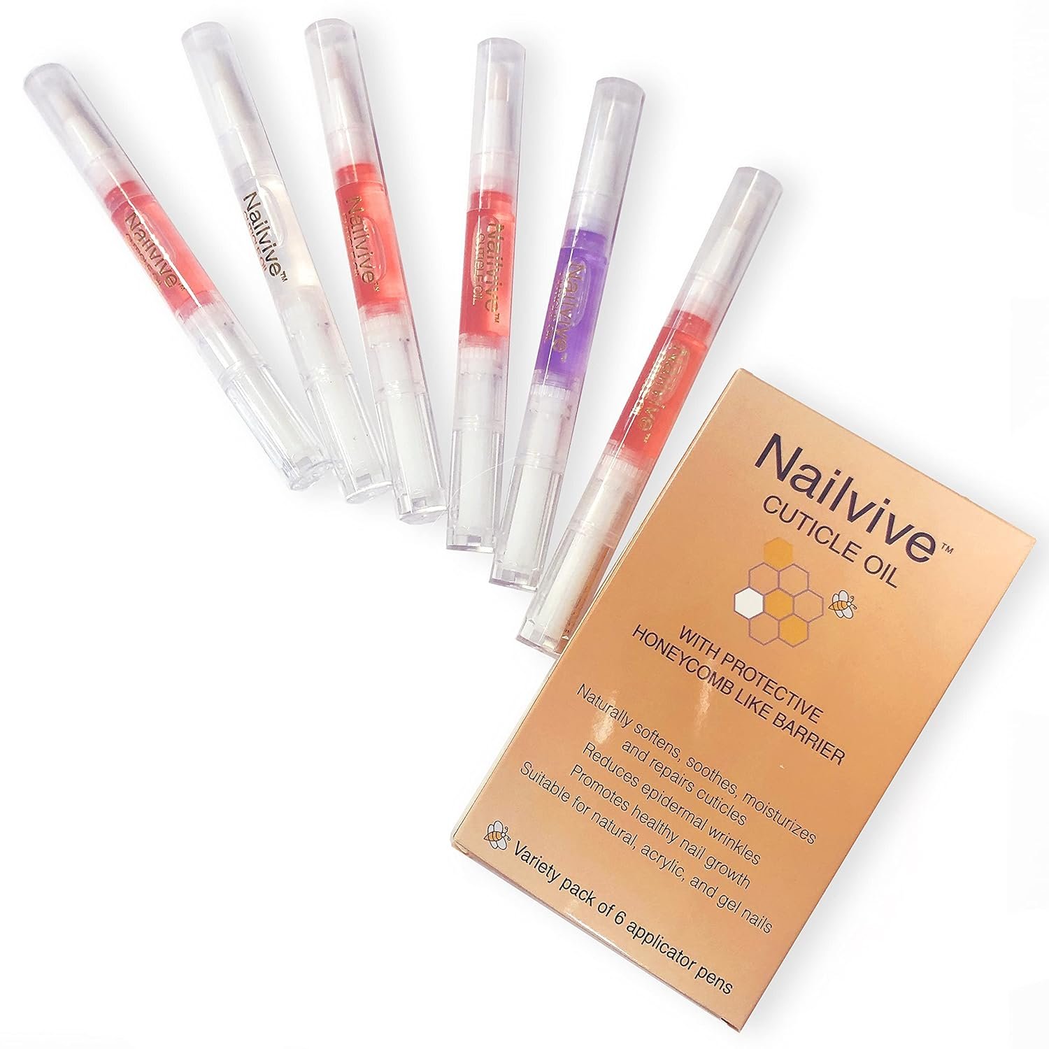 Nailvive Six Pens Cuticle oil Revitalizing Oils unique natural complex of rich oils to provide moisture, protect nourish dry brittle cracked cuticles, nails, and skin (CUTICLE OIL 6X PACK) - Image 2