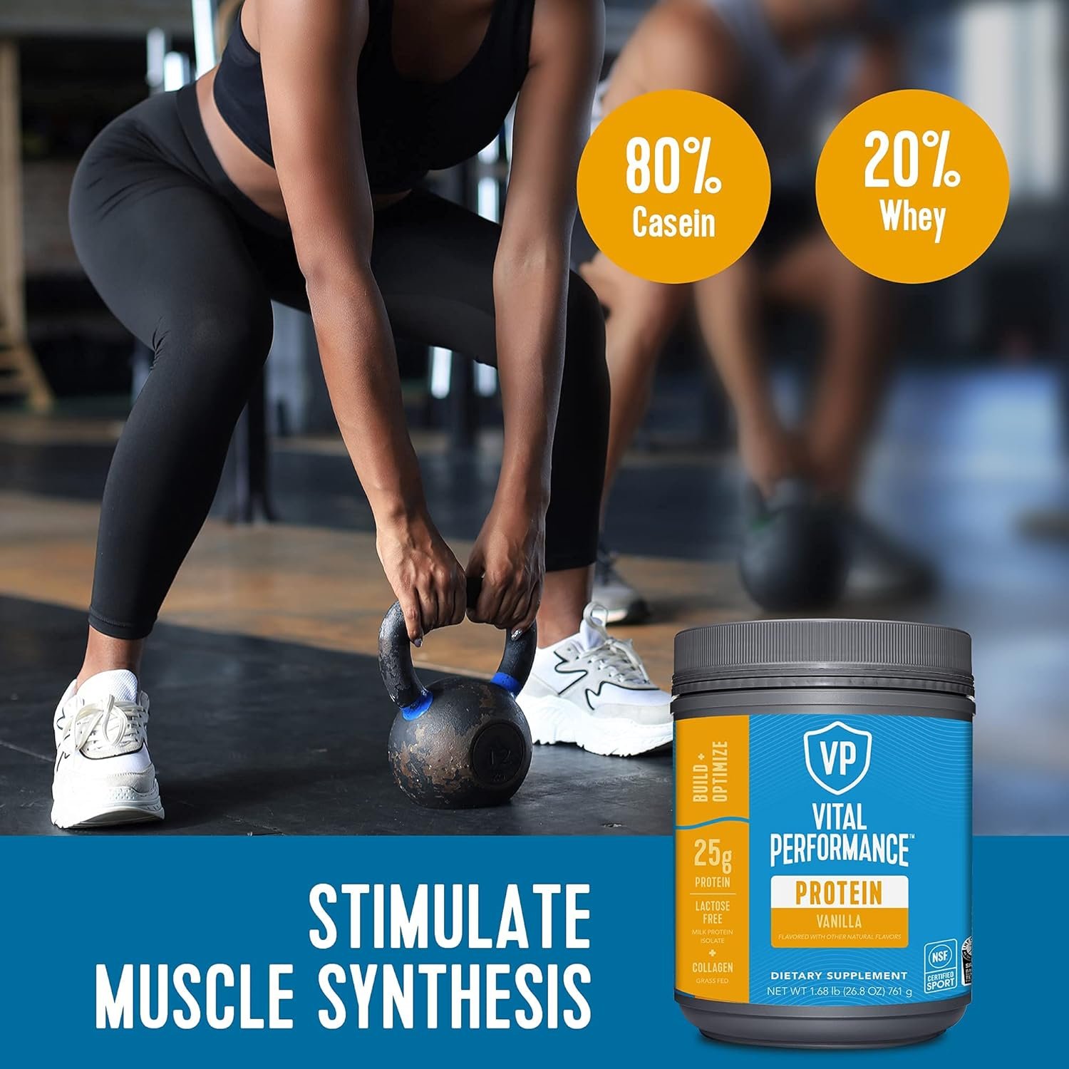Vital Proteins Performance Powder, 25g Lactose-Free Milk Protein Isolate Casein & Whey Blend, NSF for Sport Certified, 10g Collagen Peptides, 8g EAAs, 5g BCAAs, Gluten-Free - Vanilla, 1.68lb - Image 5