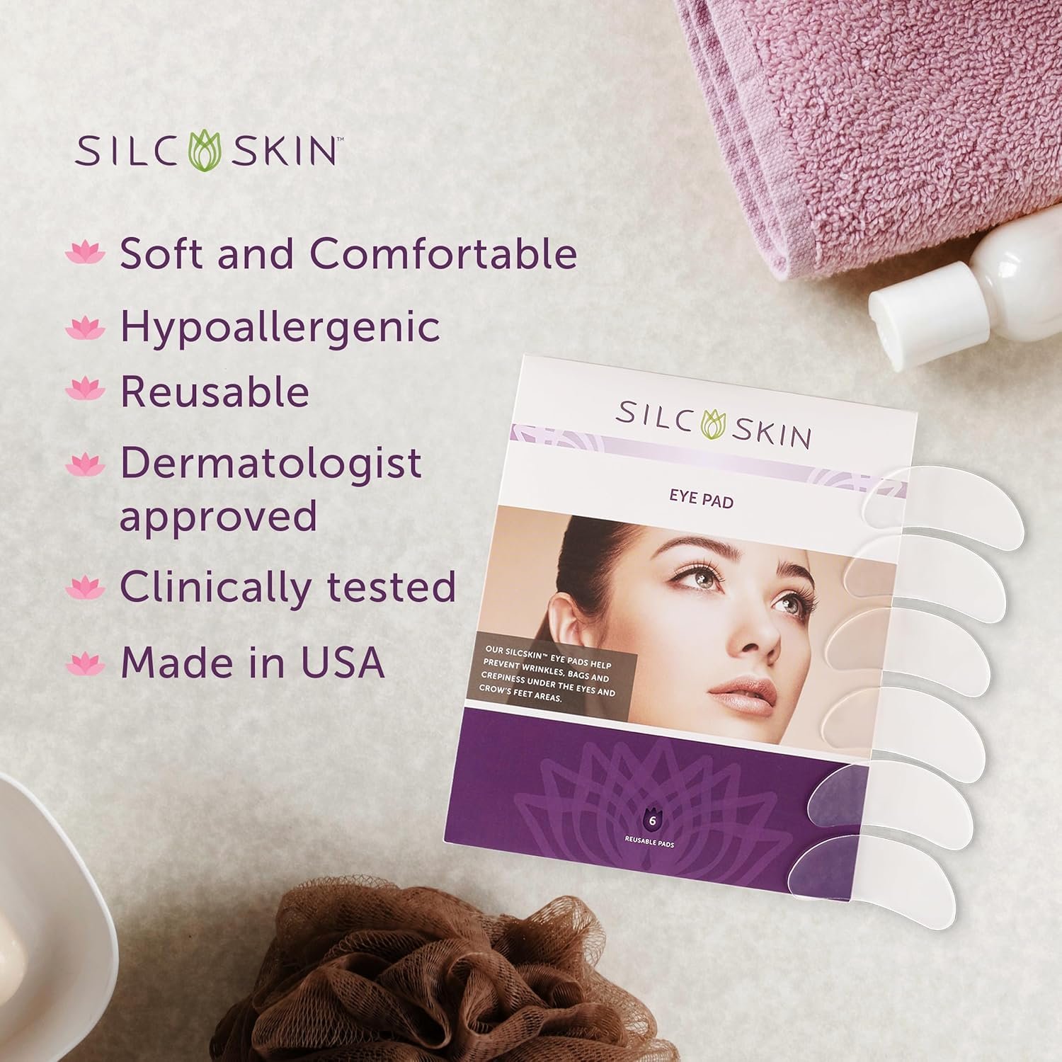 SilcSkin Silicone Eye Pads - Reusable Overnight Eye Patches, Medical-grade Silicone for Fine Lines, Crepey Skin, and Puffiness - 60 Day Supply - Image 7