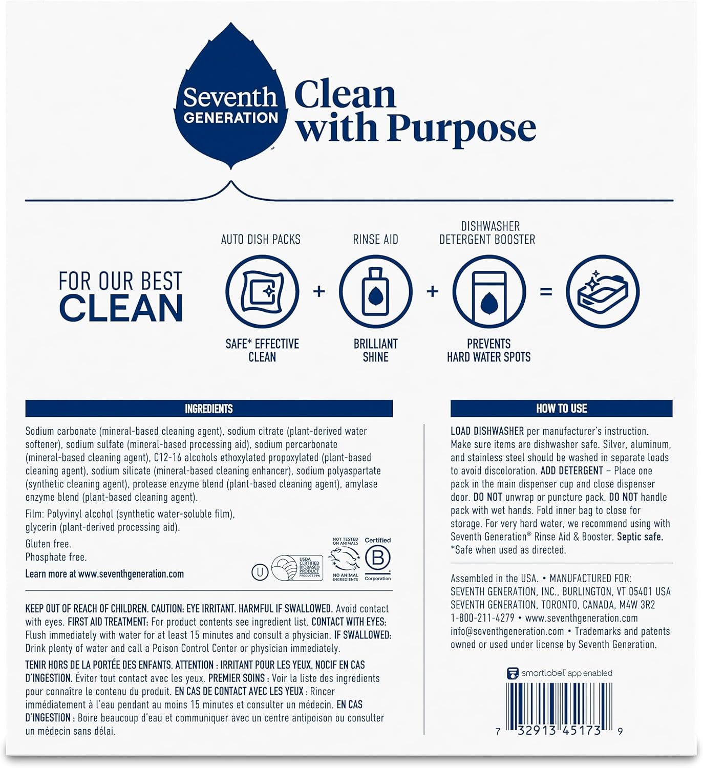 Seventh Generation Dishwasher Detergent Packs for sparkling dishes Free & Clear Dishwasher Tabs (72 Count) - Image 4