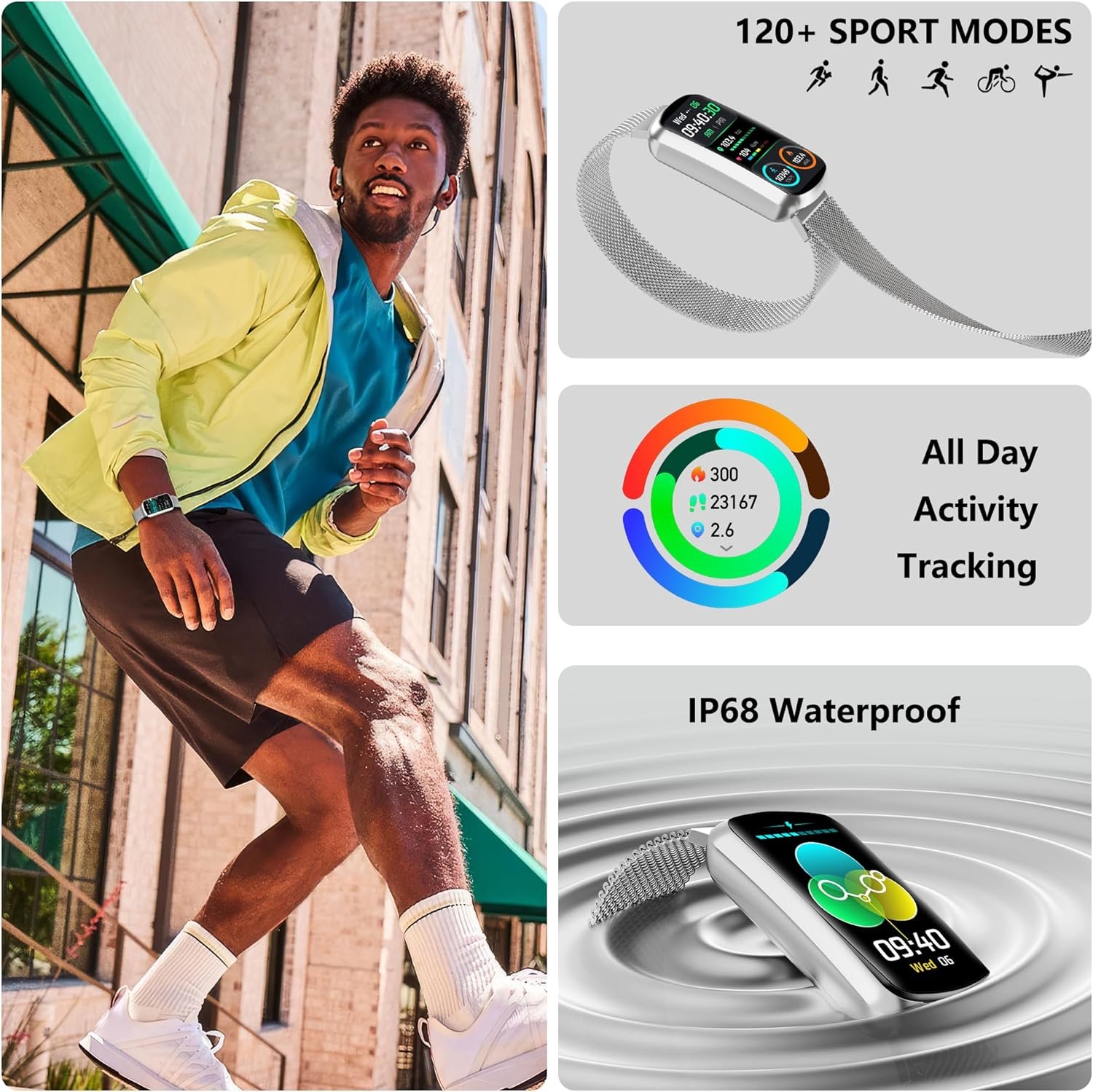 Health Fitness Tracker, Smart Watch with 24/7 Heart Rate and Blood Pressure Monitor, Activity Tracker with Blood Oxygen, 120 Sport Mode Waterproof Sleep Tracker for Women Men - Image 5