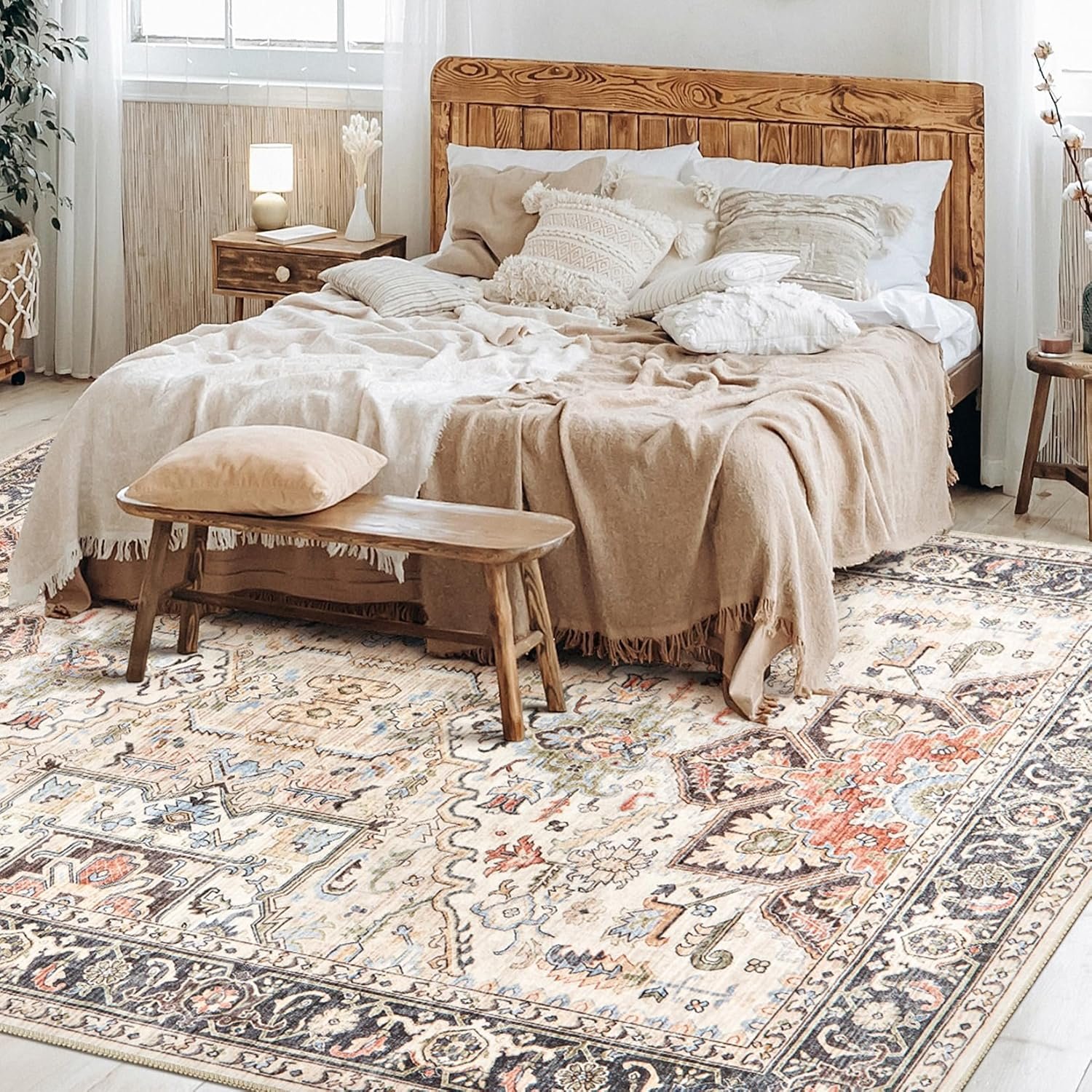 9x12 Area Rugs for Living Room - Large Carpet Ultra Thin Soft Washable Oriental Vintage Floral Distressed Rug Big Indoor Carpets for Bedroom Nursery Dorm Home Decor Aesthetic - Multi - Image 6