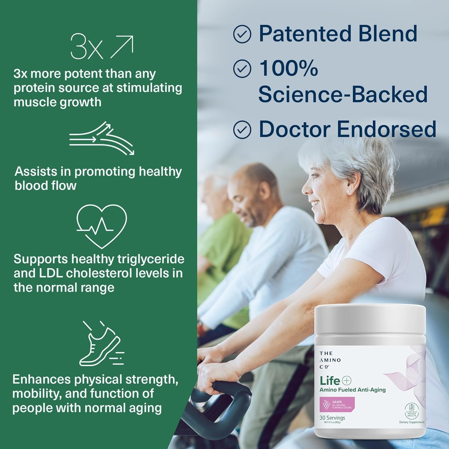 Life Essential Amino Acids Powder - EAA Supplement for Muscle Growth, Blood Pressure Support, Heart Health - Leucine and Citrulline for 40+ - Vegan, Non-GMO, Grape, 30 Servings - Image 8