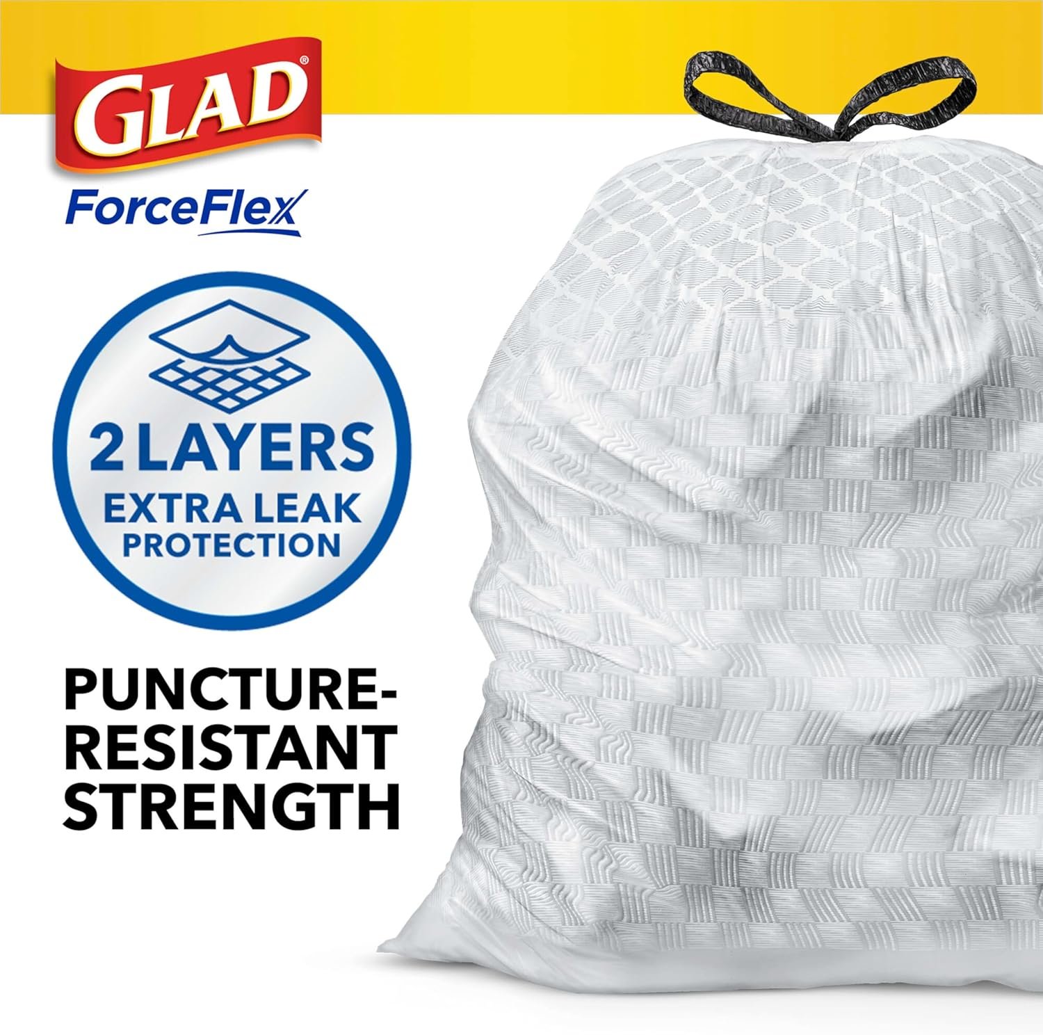 Glad Trash Bags, ForceFlex Tall Kitchen Drawstring Garbage Bags, 13 Gal, Gain Lemon Zest, 110 Ct, Pack May Vary - Image 4