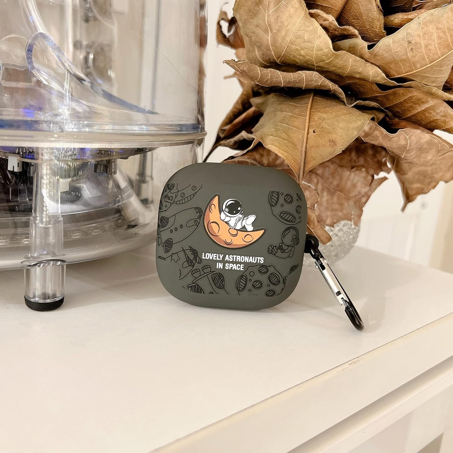 2 Pack Cute Lovely Design Astronaut Style Soft Silicone Protective Case Cover Compatible with Beats Fit Pro Earbuds, Protective Skin Sleeve with Key Chain (Moon+Meteorite) - Image 7