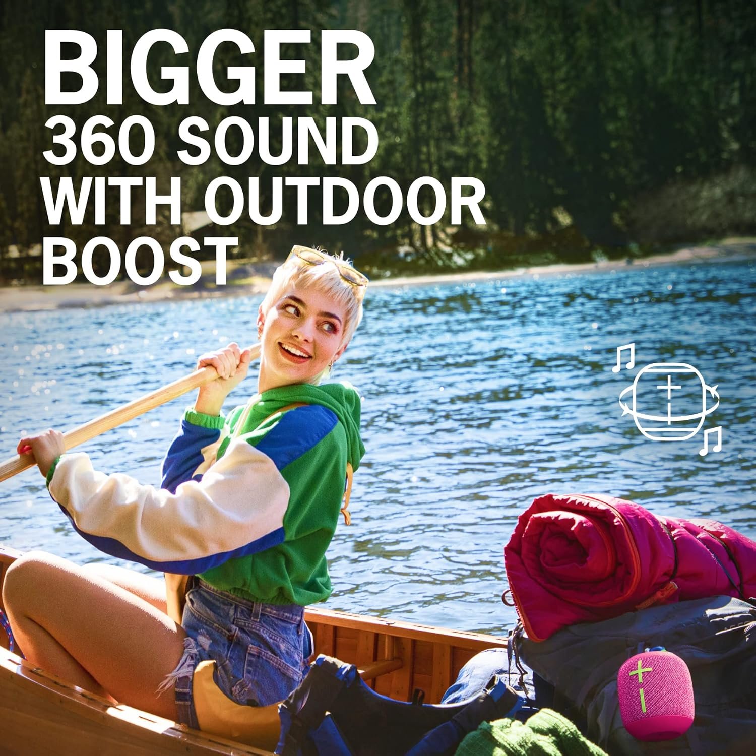 Ultimate Ears WONDERBOOM 3, Small Portable Wireless Bluetooth Speaker, Big Bass 360-Degree Sound for Outdoors, Waterproof, Dustproof IP67, Floatable, 131 ft Range - Joyous Brights Grey - Image 3