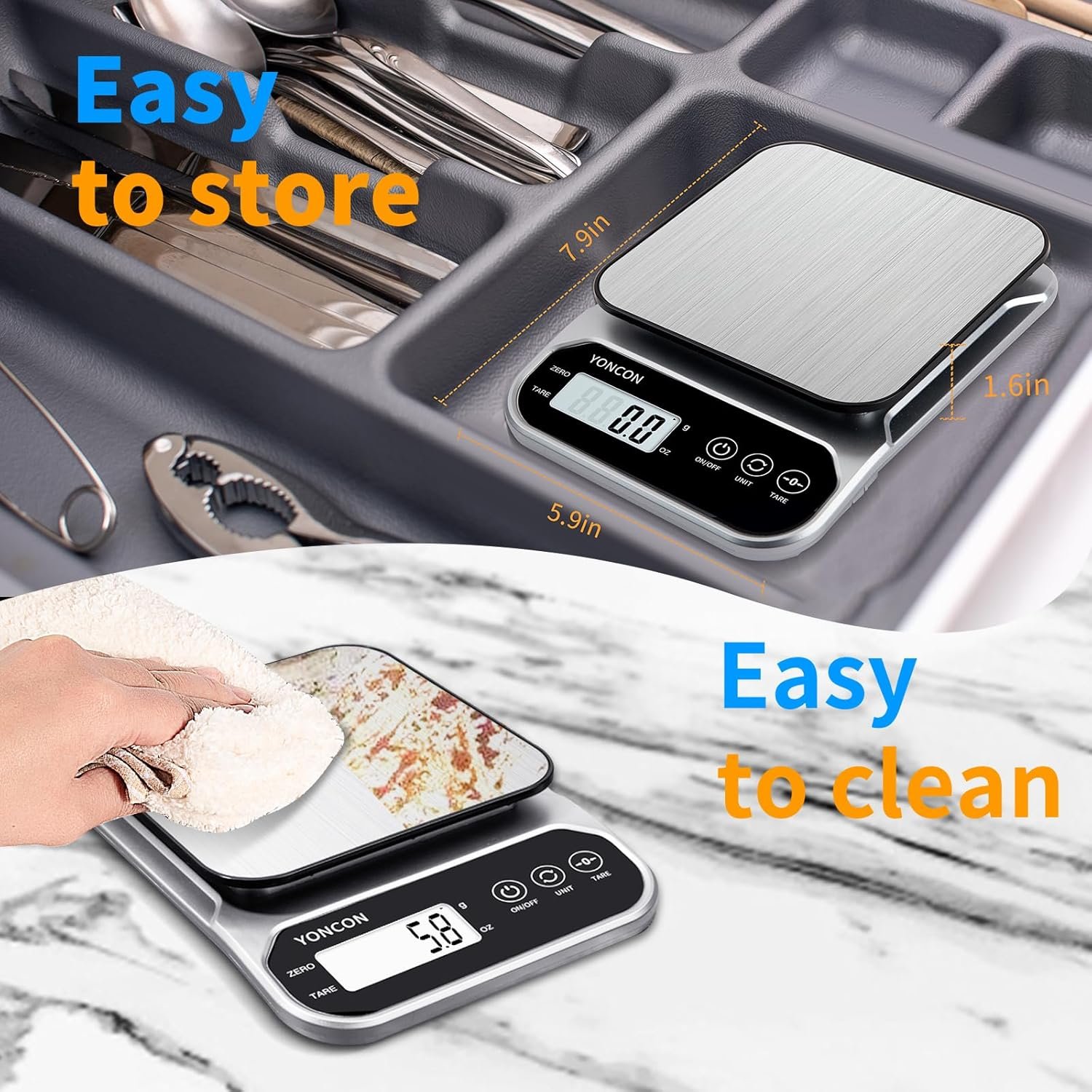 Smart Food Scale Digital Weight Grams and Oz, 3kg/0.1g Kitchen Scale for Weight Loss, Cooking, Baking, Super Accurate, Easy to Clean and Store, Tare Function (Batteries Included) - Image 8