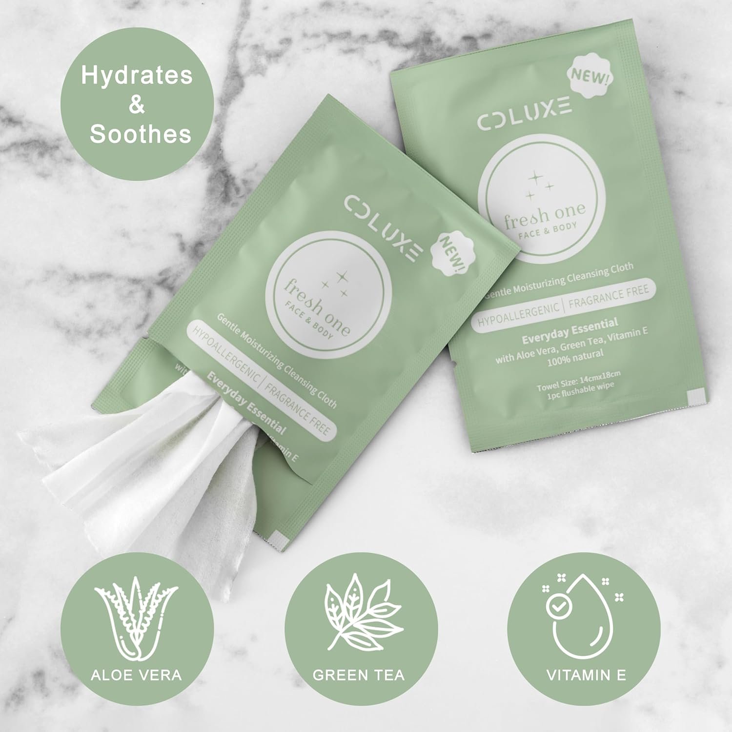 Fresh One (Body, Face, or Toliet) - Personal Cleansing | All Natural & Flushable, Sensitive Skin, Deodorizing, Hand Wipes, Moisturizing, Individually Wrapped on-the-go Singles - Image 3