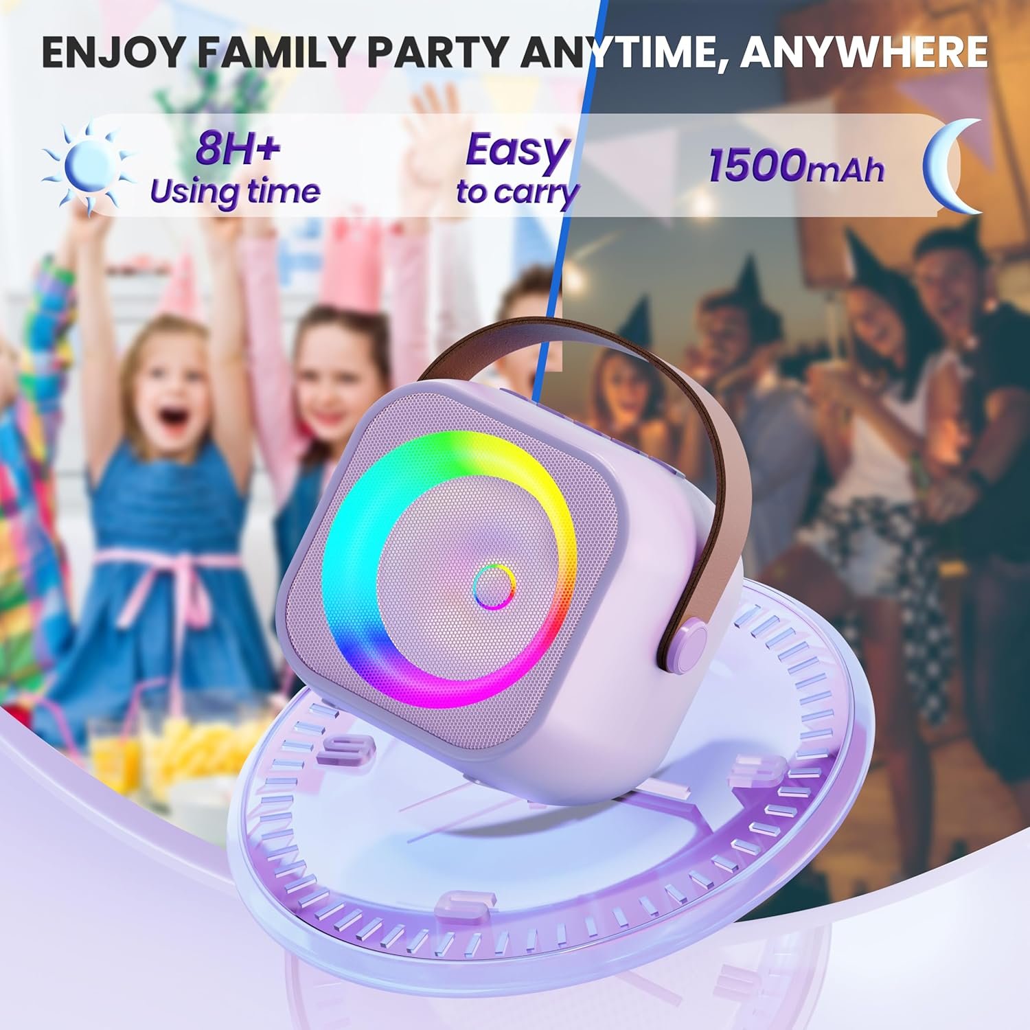 Karaoke Machine for Kids Toys for 4-12+ Year Old, Mini Portable Bluetooth Speaker with 2 Wireless Microphones, Birthday Party for Girls Boys - Image 8