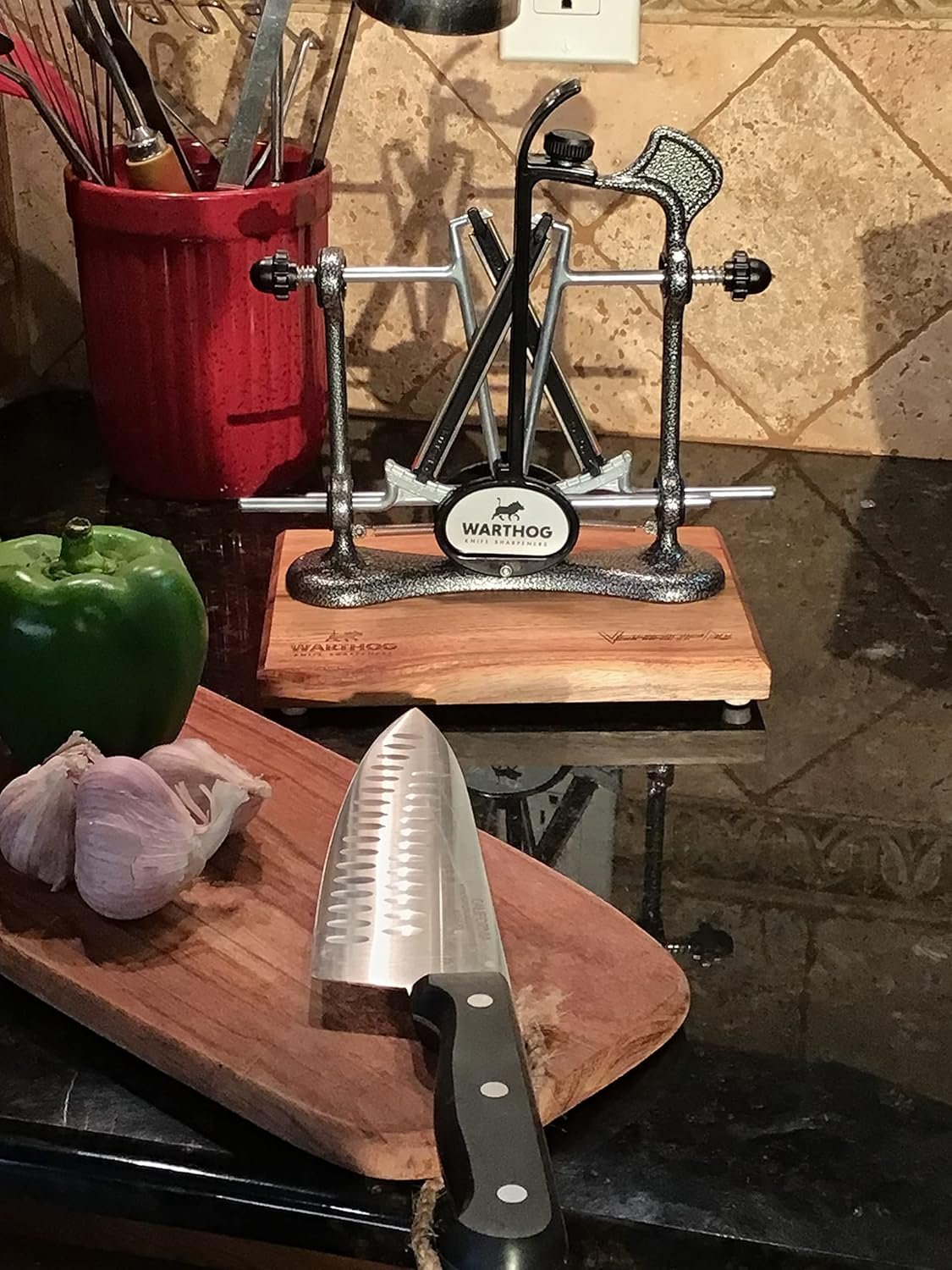 Warthog V-Sharp Elite Knife Sharpeners with Deluxe Wooden Base, 325 Grit Diamond Rods with Adjustable Angles, Professional Knife Sharpener System, Metal Frame Construction, Black - Image 5