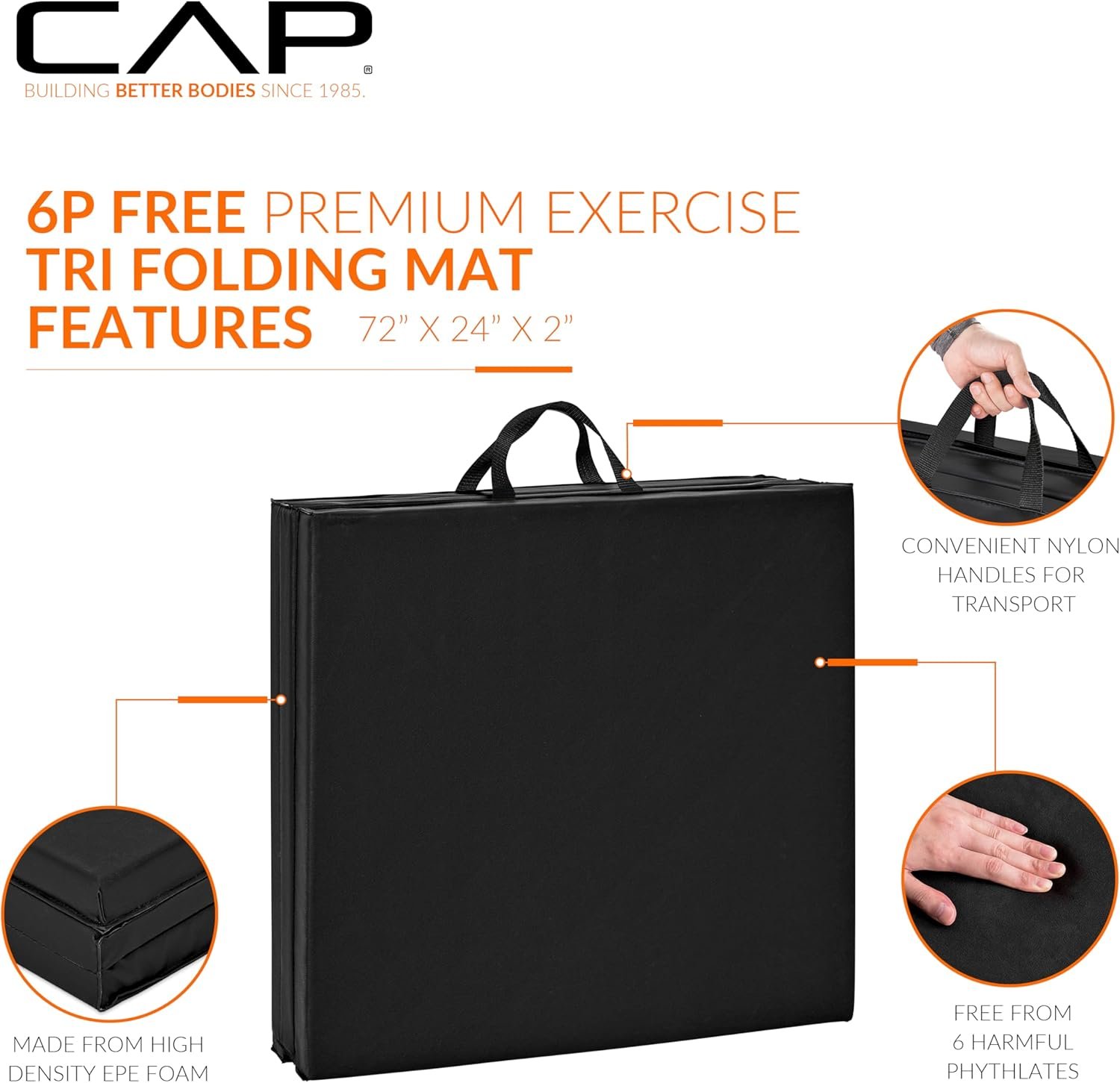CAP Barbell All Purpose Folding Anti Tear Exercise Training Aerobic Fitness Gym & Gymnastics Balance Mat | Multiple options - Image 4