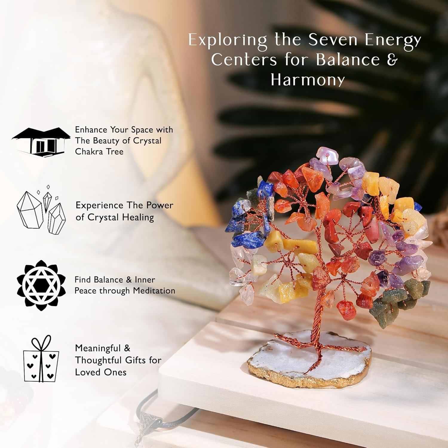 Chakra Tree of Life, Crystals, Gifts for Women, Crystal Tree, Energy Stones and Crystals, Money Tree, 7 Chakras Stones Healing Crystals, Crystals and Healing Stones, Crystal Tree for Positive Energy - Image 5