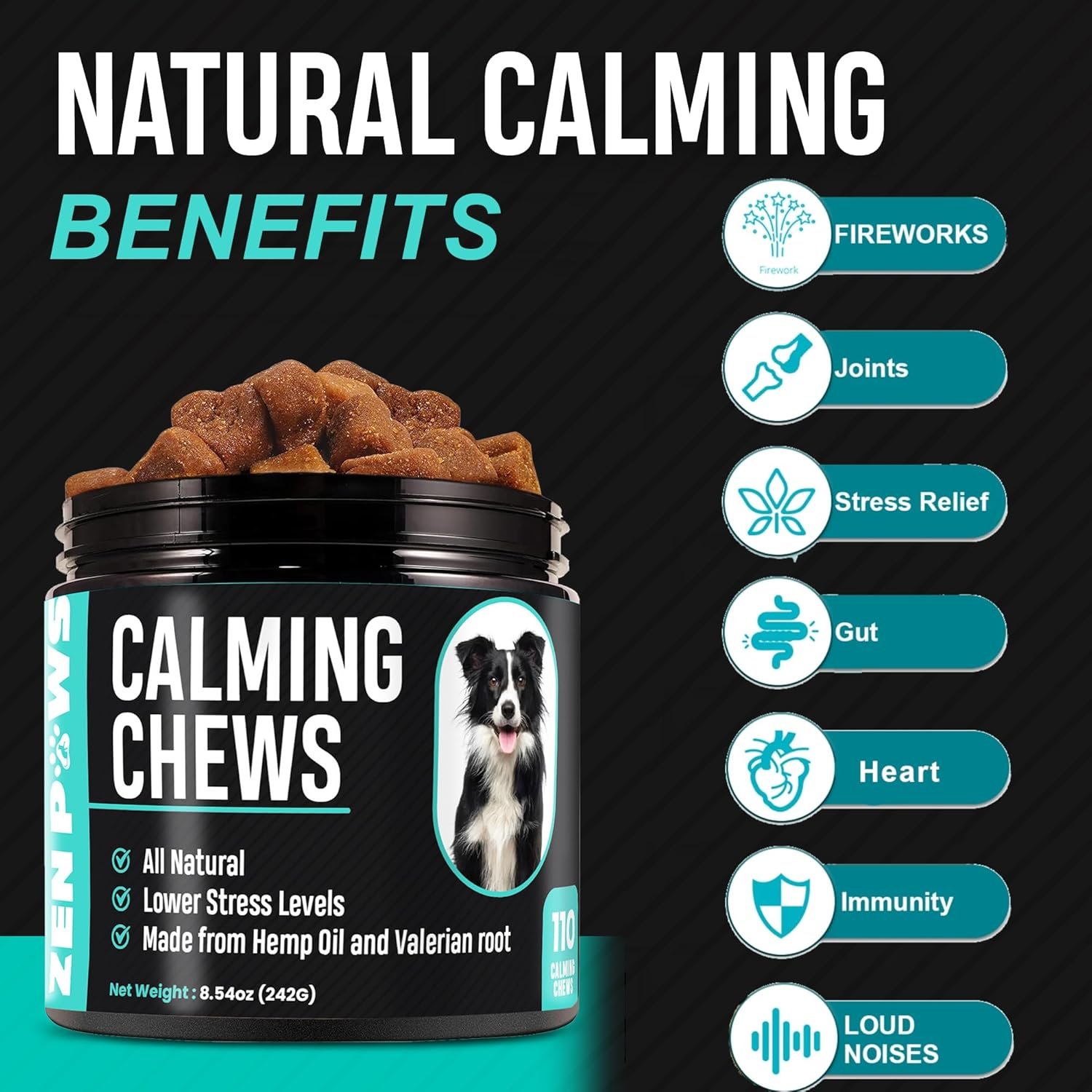 Hemp Calming Chews for Dogs with Anxiety and Stress - Dog Calming Treats - Dog Anxiety Relief - Storms, Barking, Separation - Valerian - Hemp Oil - Calming Treats for Dog - Image 3