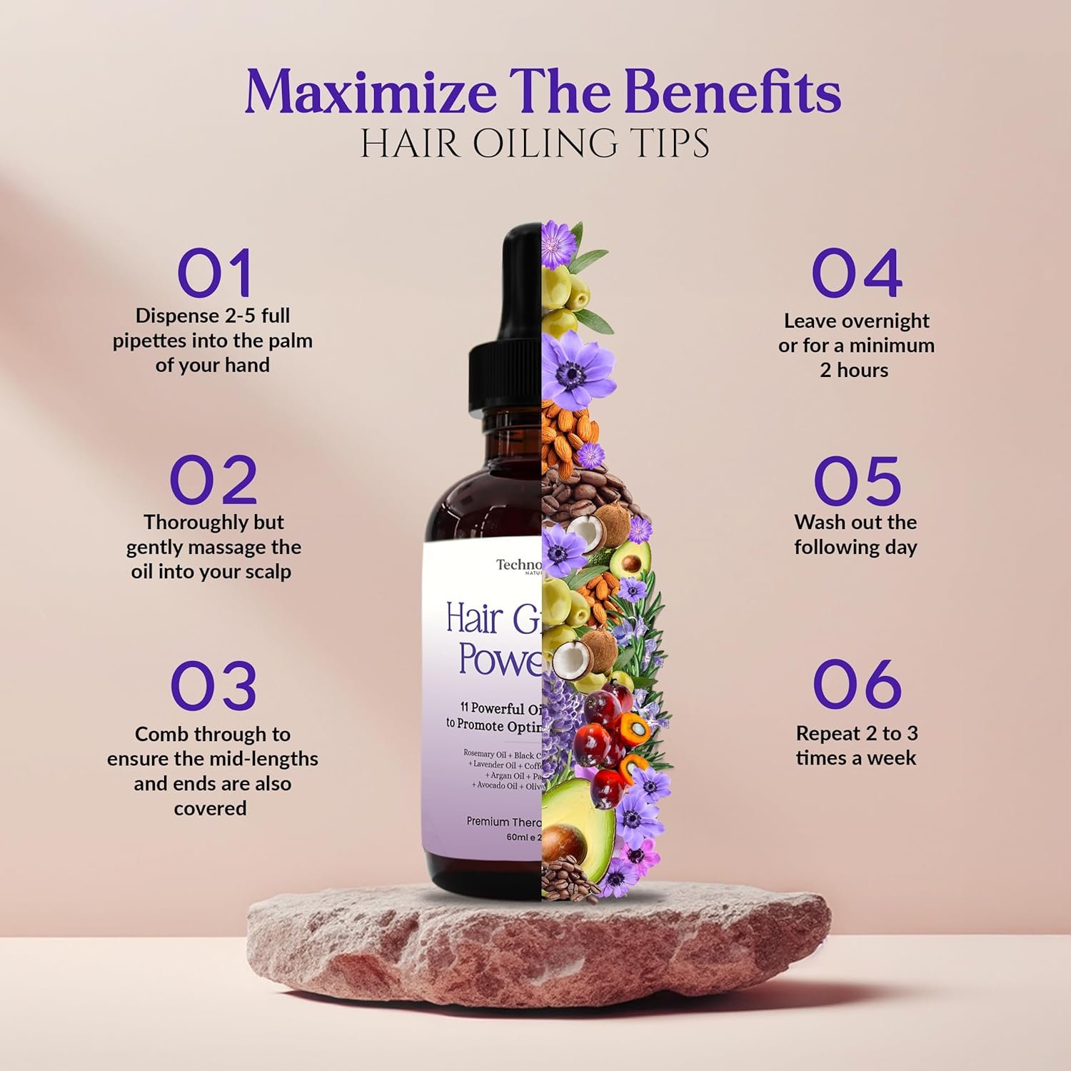 100% Pure Rosemary Oil + 11 Natural Oils for Hair Growth – Includes Black Castor, Batana, Lavender, Coffee, Coconut, Argan, Avocado, Olive, Almond & More -Ultimate Hair Care for Stronger, Thicker Hair - Image 7