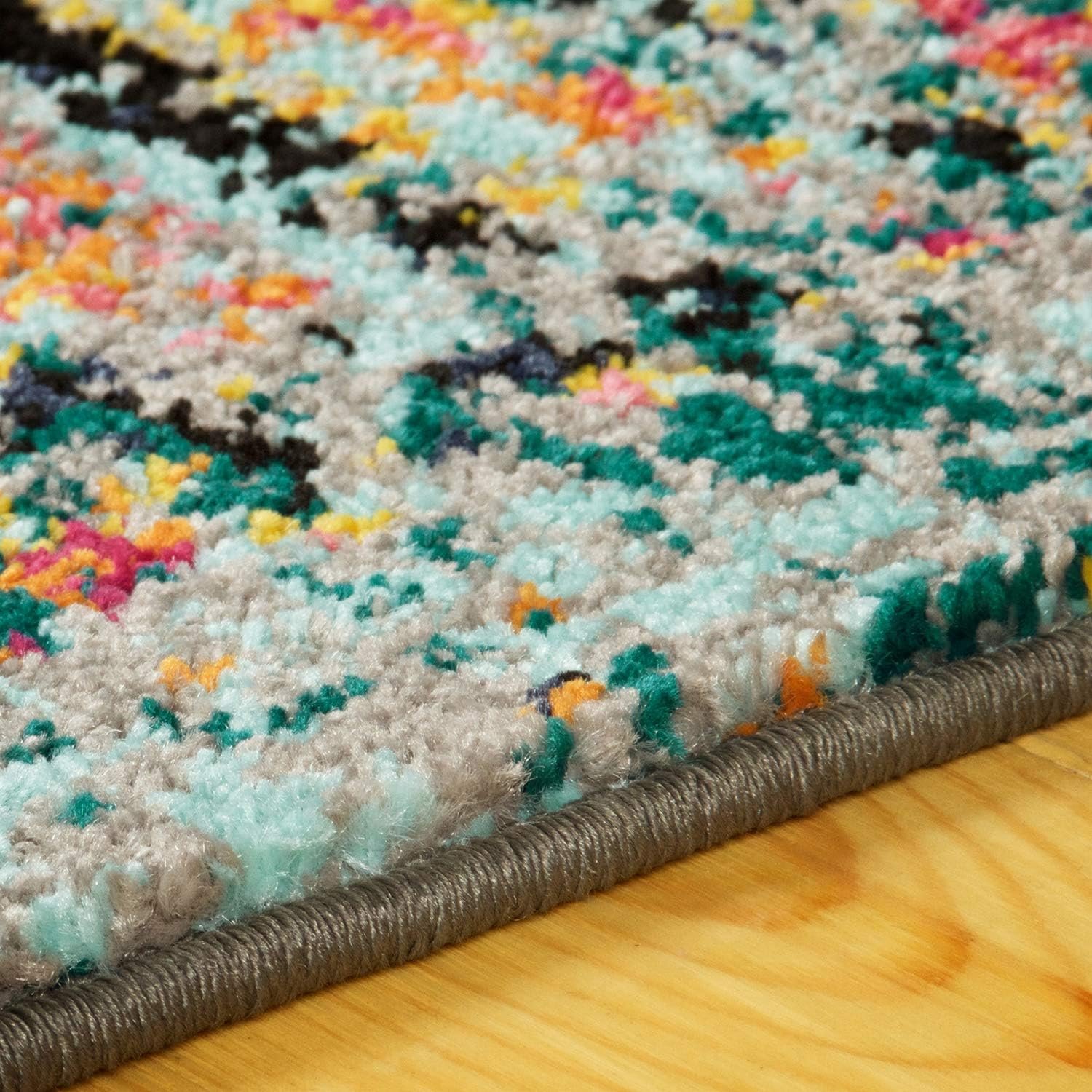 Superior Indoor Large Area Rug, Jute Backing, Perfect For Hallway, Entryway, Office, Living/ Dining Room, Bedroom, Kitchen, Floor, Floral Stripe Medallion Decor, Zebrina Collection, 8' x 10', Aqua - Image 5