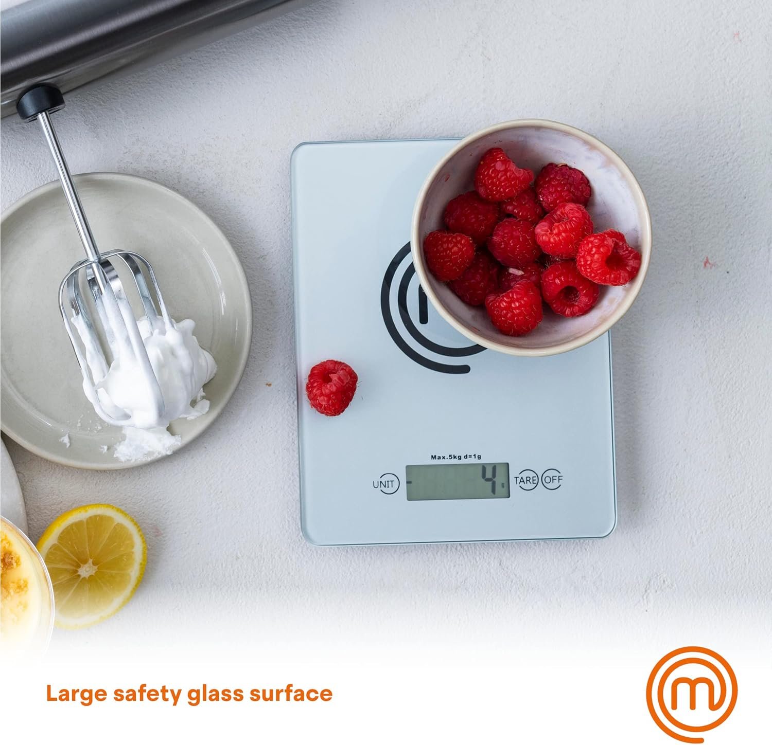 MasterChef Digital Food Scale Grams and Ounces for Kitchen, Portable Food Weight Scale with LCD Display for Baking & Cooking, Tempered Glass Scales, Weighing Precision of 0.1oz, 11lb Weight Capacity - Image 5