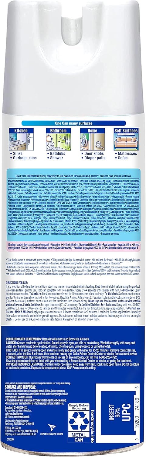 Lysol Sanitizing and Antibacterial Spray for Disinfecting & Deodorizing, Crisp Linen, 12.5 Fl Oz - Image 3