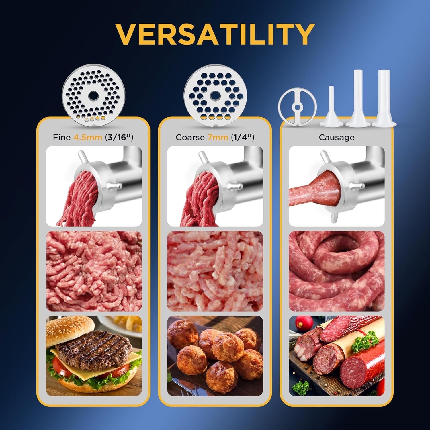 #12 Stainless Steel Electric Meat Grinder, 0.75 HP 550W, Mirror Polishing, Heavy Duty Industrial Meat Grinder, Mirror Polishing, Ideal for Commercial and Regular Use - Image 5