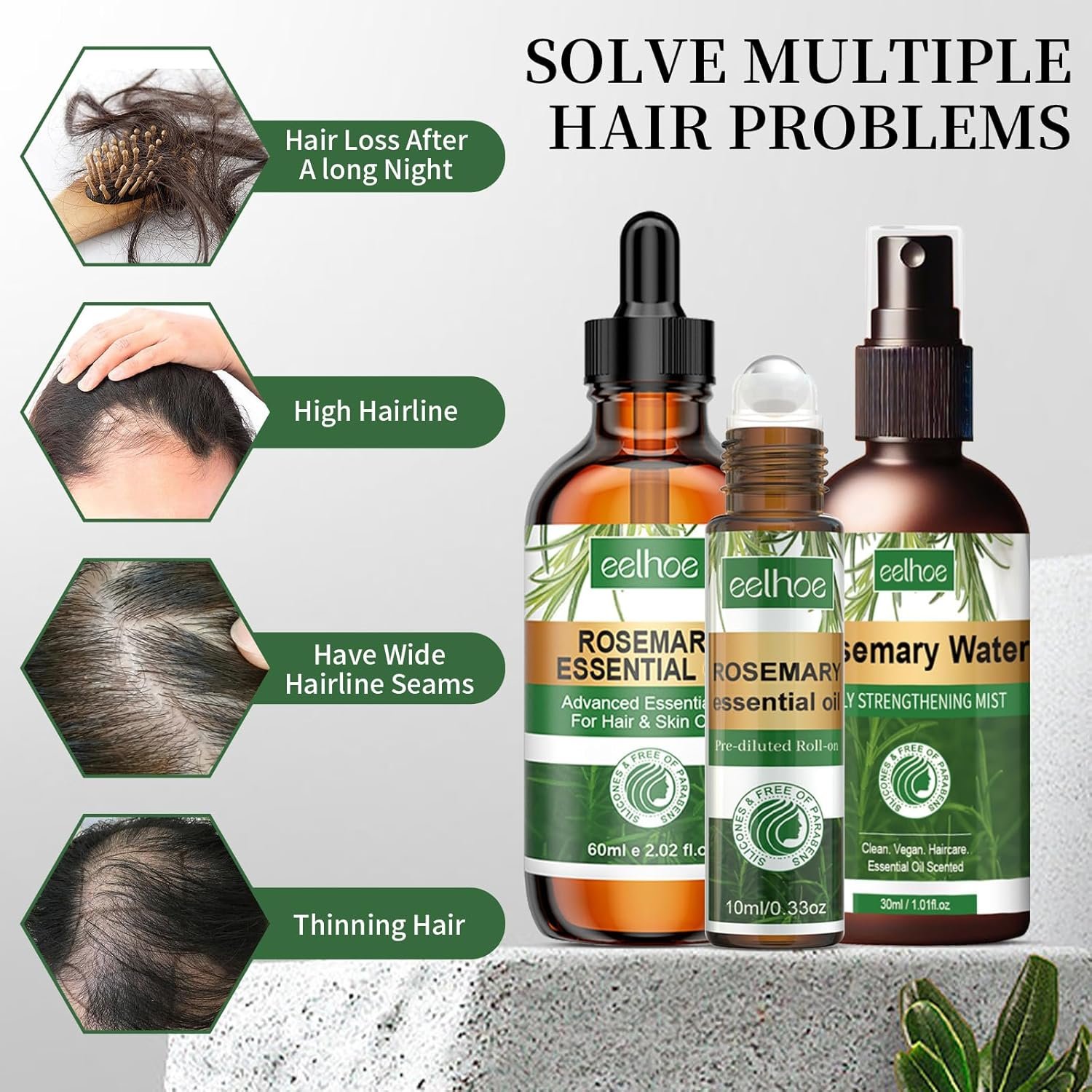 Rosemary Essential Oil 3-Piece Gift Set: Pure Organic Growth Treatment, Water Spray for Dry Scalp and Hair Loss - Image 5