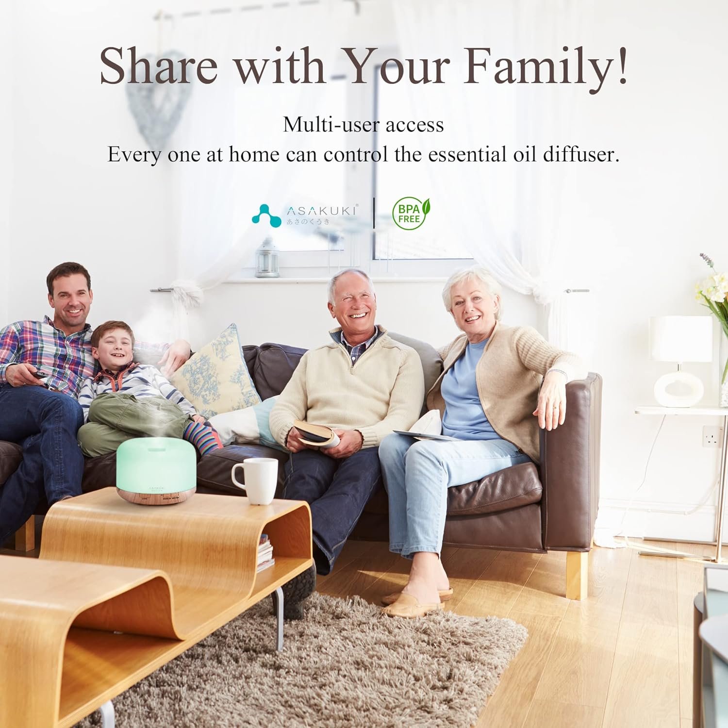 ASAKUKI Smart Wi-Fi Essential Oil Diffuser, App and Voice Control Compatible with Alexa, 500ml Aromatherapy Humidifier for Relaxing Atmosphere in Home Office Bedroom Gold - Image 8