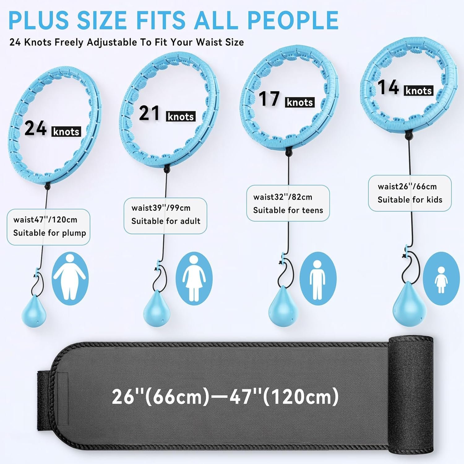 Weighted Hula Hoop for Adults Weight Loss,Infinity Weighted Hoop Plus Size with Sweat Belt,Waist Trainers for Women,Exercise Hula Hoop Womens Weight Loss At Home - Image 4