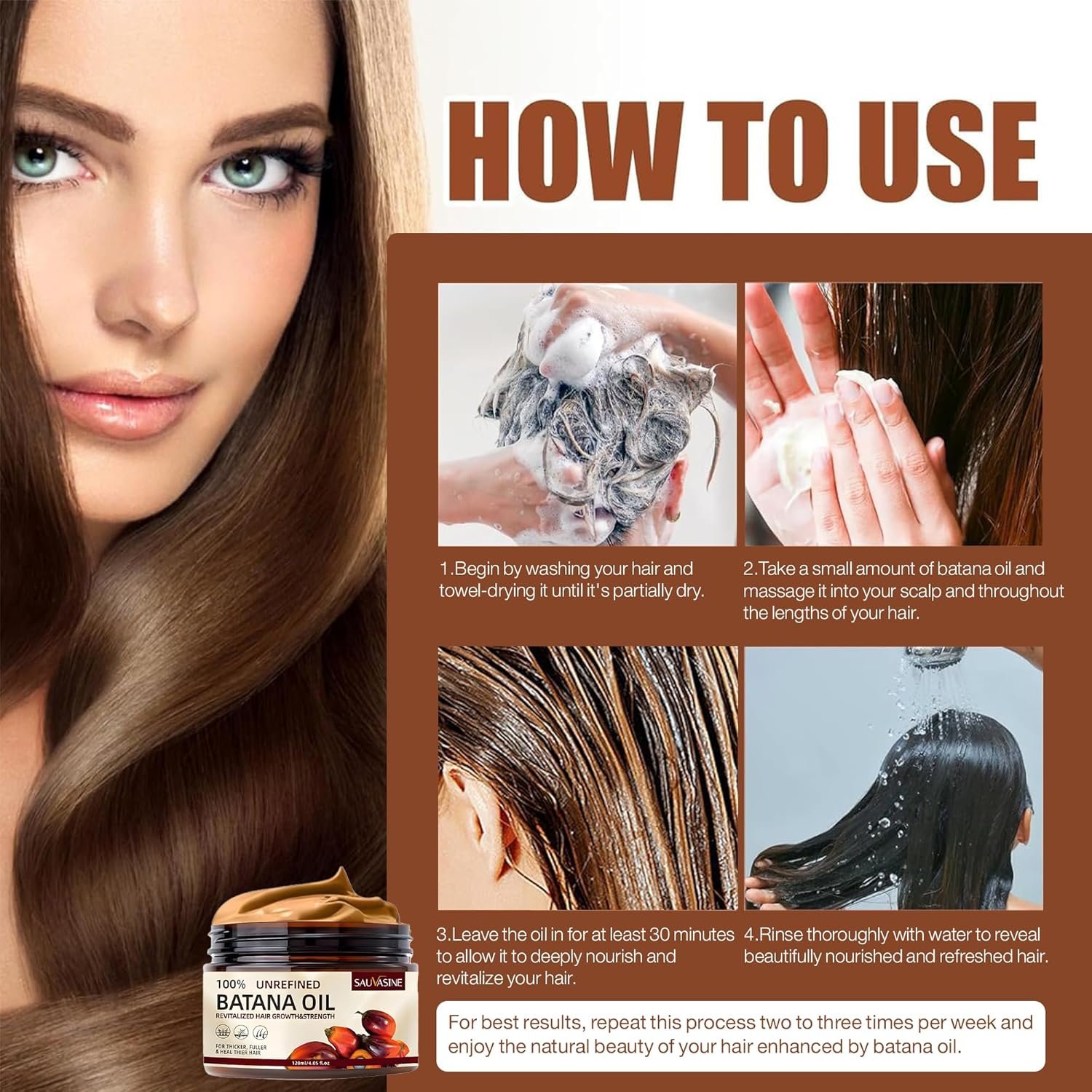 Batana Oil for Hair Growth,100 Percent Natural, Pure, Unrefined, Repair Damaged Hair, Prevent Hair Loss & Boost Thickness for Men & Women, 4.05 Ounce. - Image 6