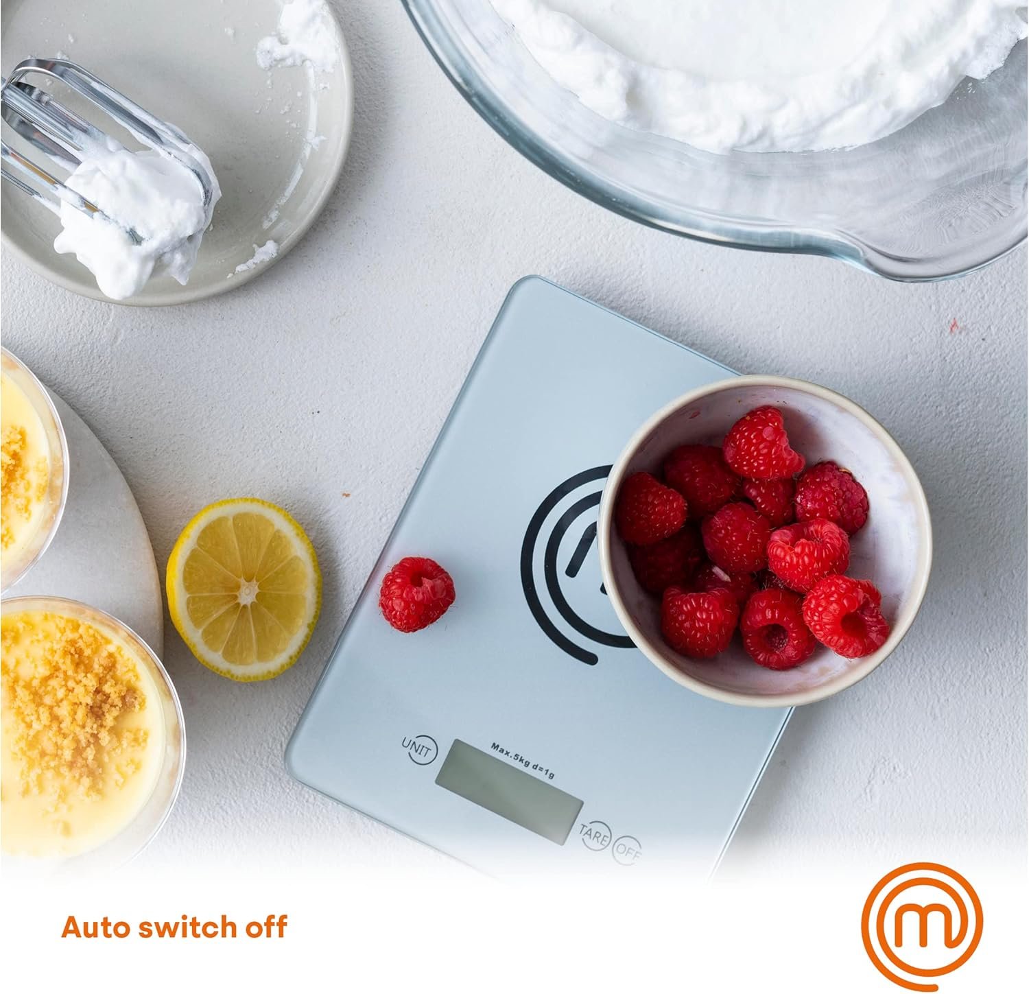 MasterChef Digital Food Scale Grams and Ounces for Kitchen, Portable Food Weight Scale with LCD Display for Baking & Cooking, Tempered Glass Scales, Weighing Precision of 0.1oz, 11lb Weight Capacity - Image 6