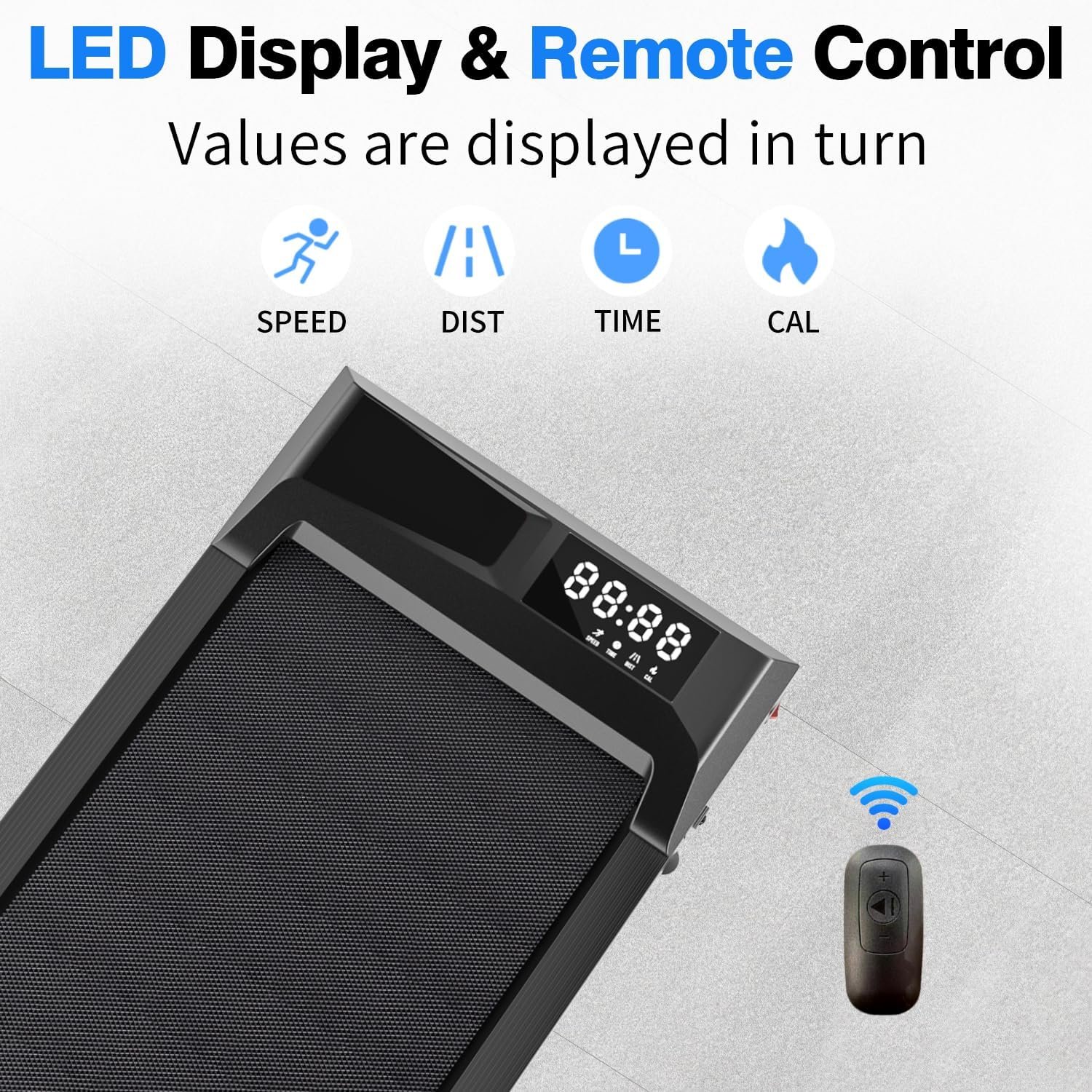 Treadmill, Portable Under Desk Walking Pad with Incline for Home/Office, Remote Control, LED Display - Image 3