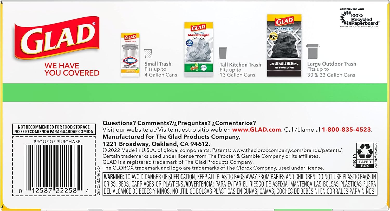 Glad ForceFlex MaxStrength Kitchen Trash Bags, 13 Gal, 45 Ct (Package May Vary) - Image 5