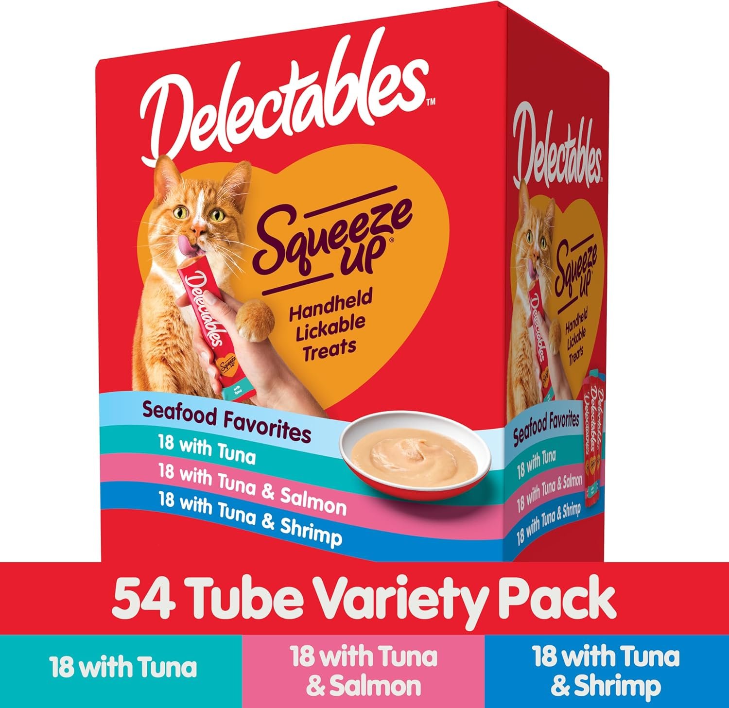 Delectables Squeeze Up Seafood Variety Pack, Creamy Squeezable Puree, Lickable Wet Cat Treats, Grain Free, No Added Fillers, No by-Products, No Added Preservatives, 0.5 Ounces Tube, 54 Tubes Total - Image 5