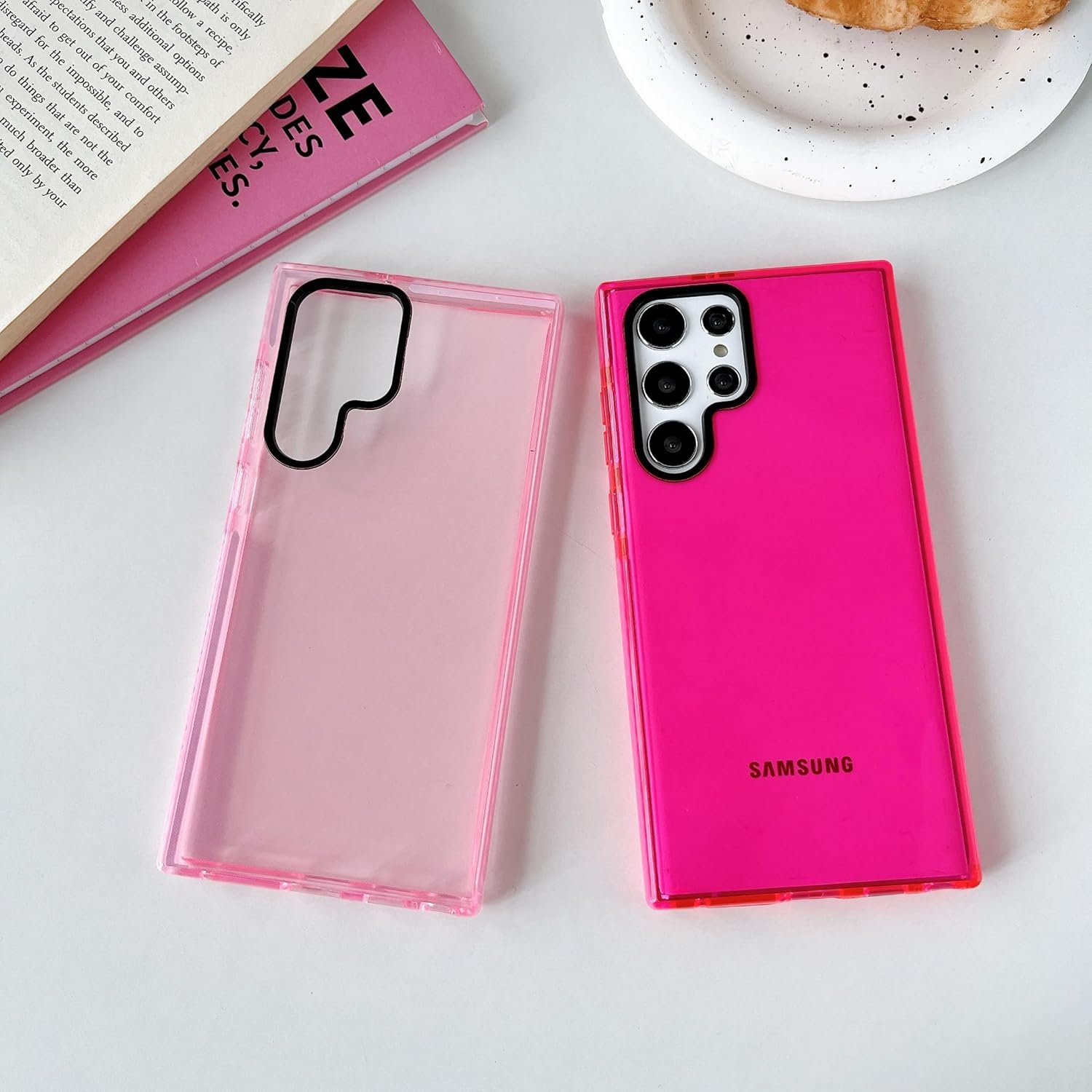 FABSPARK for Samsung Galaxy A14 5G Phone Case,Neon Clear Fluorescent Transparent Case,Soft Slim Bumper Protective Case for Samsung Galaxy A14 5G 6.6 Inch,Hot Pink - Image 3