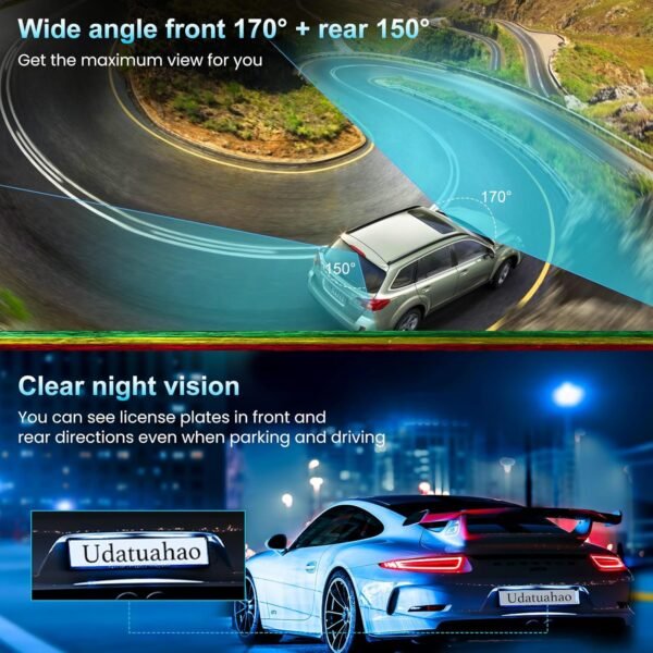 10" Mirror Dash Cam, 4K FHD Rear View Mirror Camera with Smart Touch Screen, Dual Dash Camera for Cars, Loop Recording, G-Sensor, Reverse Assist,Parking Monitor,Night Vision,Free 64GB Card - Image 9