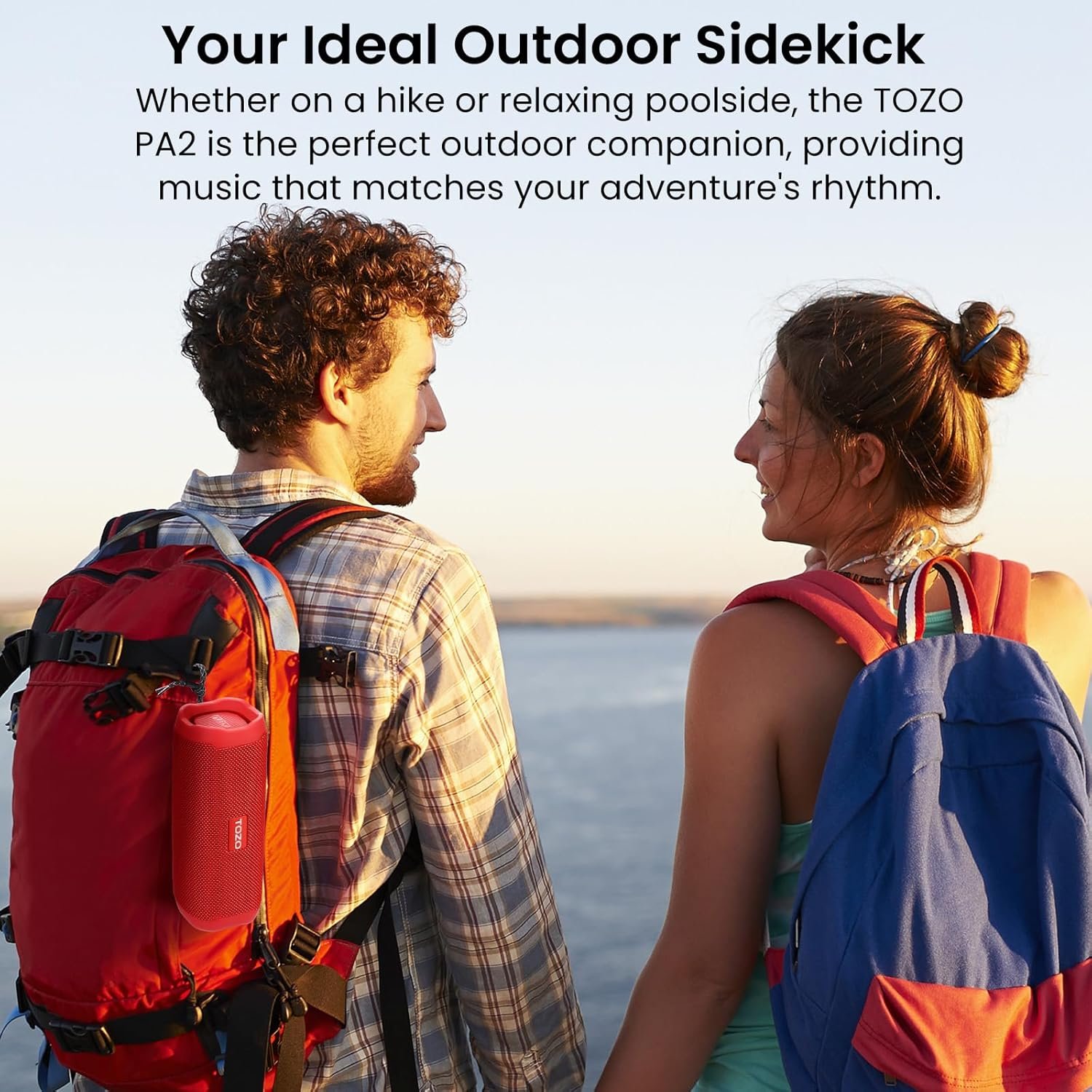 TOZO PA2 Bluetooth Speaker with Dual Drivers & Dual Bass Diaphragms, Deep Bass Loud Stereo Sound, 25H Playtime, Custom EQ App Portable Wireless Speaker for Home Outdoors Travel Red - Image 6