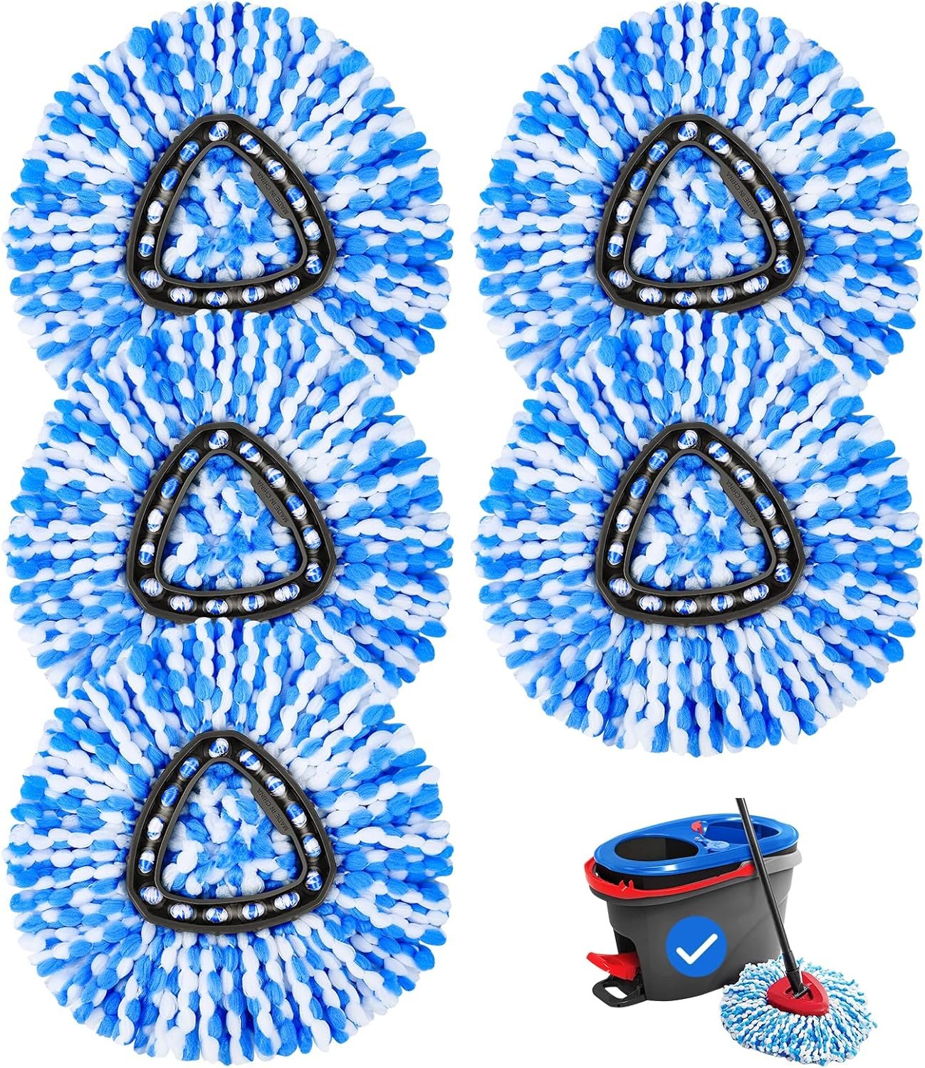 5 Pack Mop Heads Replacements Compatible with Spin Mop and Bucket 2 Tank System, Microfiber Mop Head Refills for All Hard Surface Floor, Washable and Reusable - Image 2