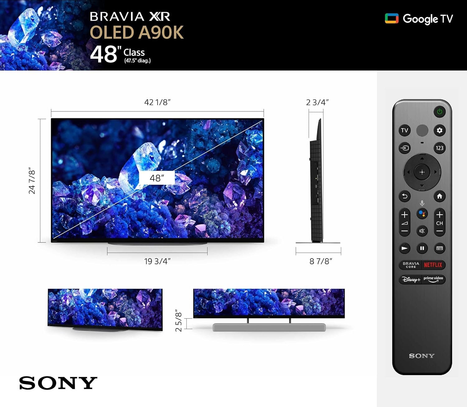 Sony XR48A90K 48 Inch 4K Bravia XR OLED High Definition Resolution Smart TV with 6 Year Amber Protection Plan (2022) - Image 6