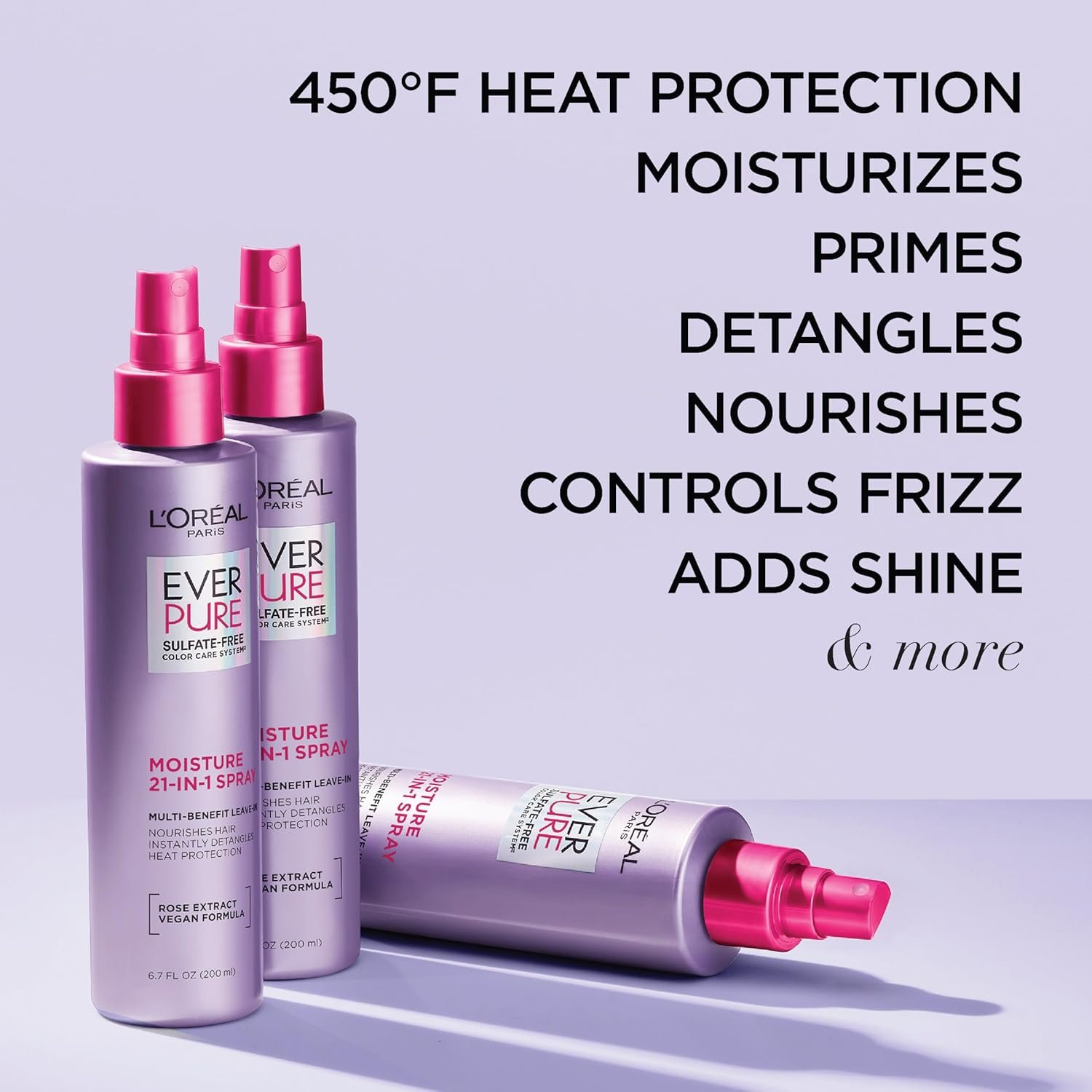 L’Oréal Paris Sulfate Free Moisture 21-in-1 Leave-In Conditioner for Dry Hair, EverPure, 6.7 fl oz - Image 4