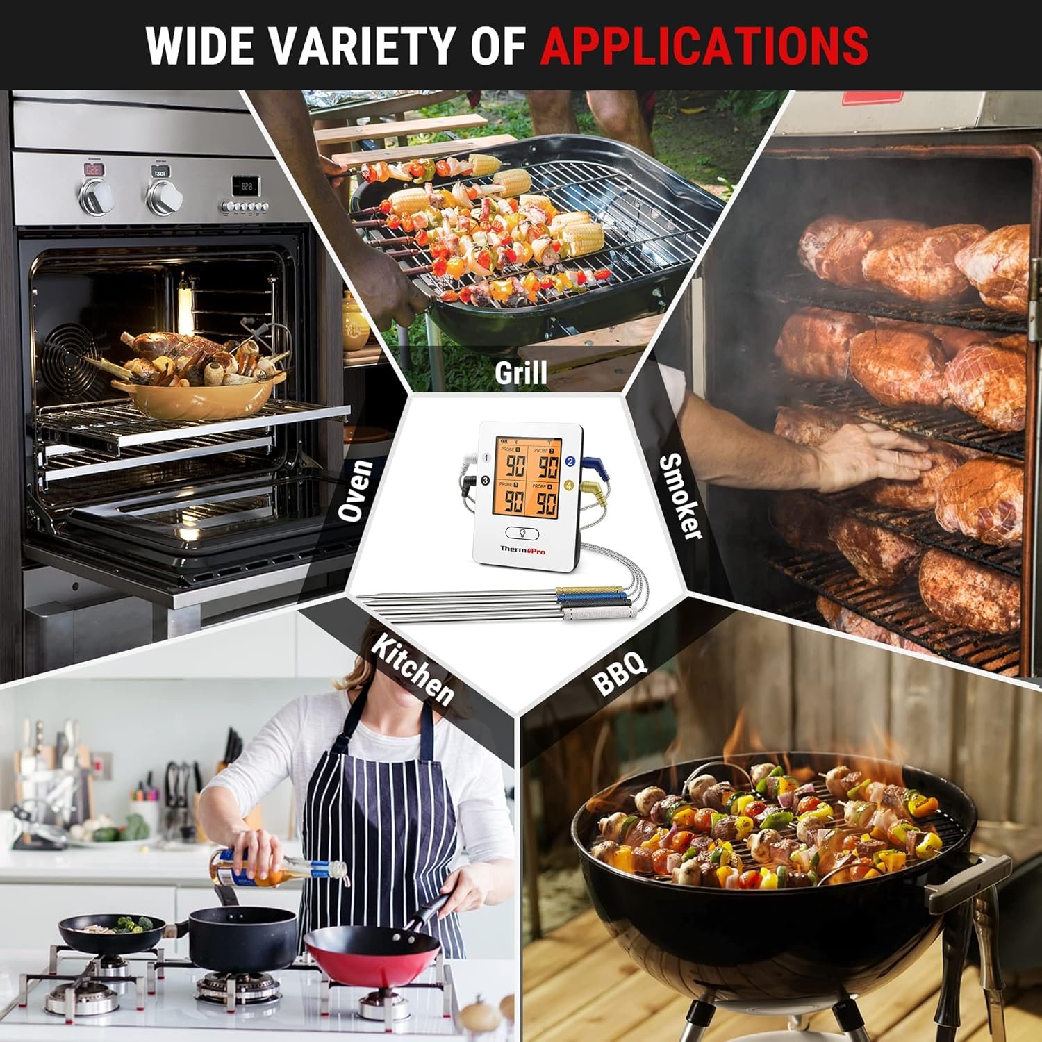 ThermoPro TP25 650FT Wireless Meat Thermometer with 4 Probes, Bluetooth Meat Thermometer for Cooking, BBQ Oven Food Smoker Thermometer Rechargeable - Image 9