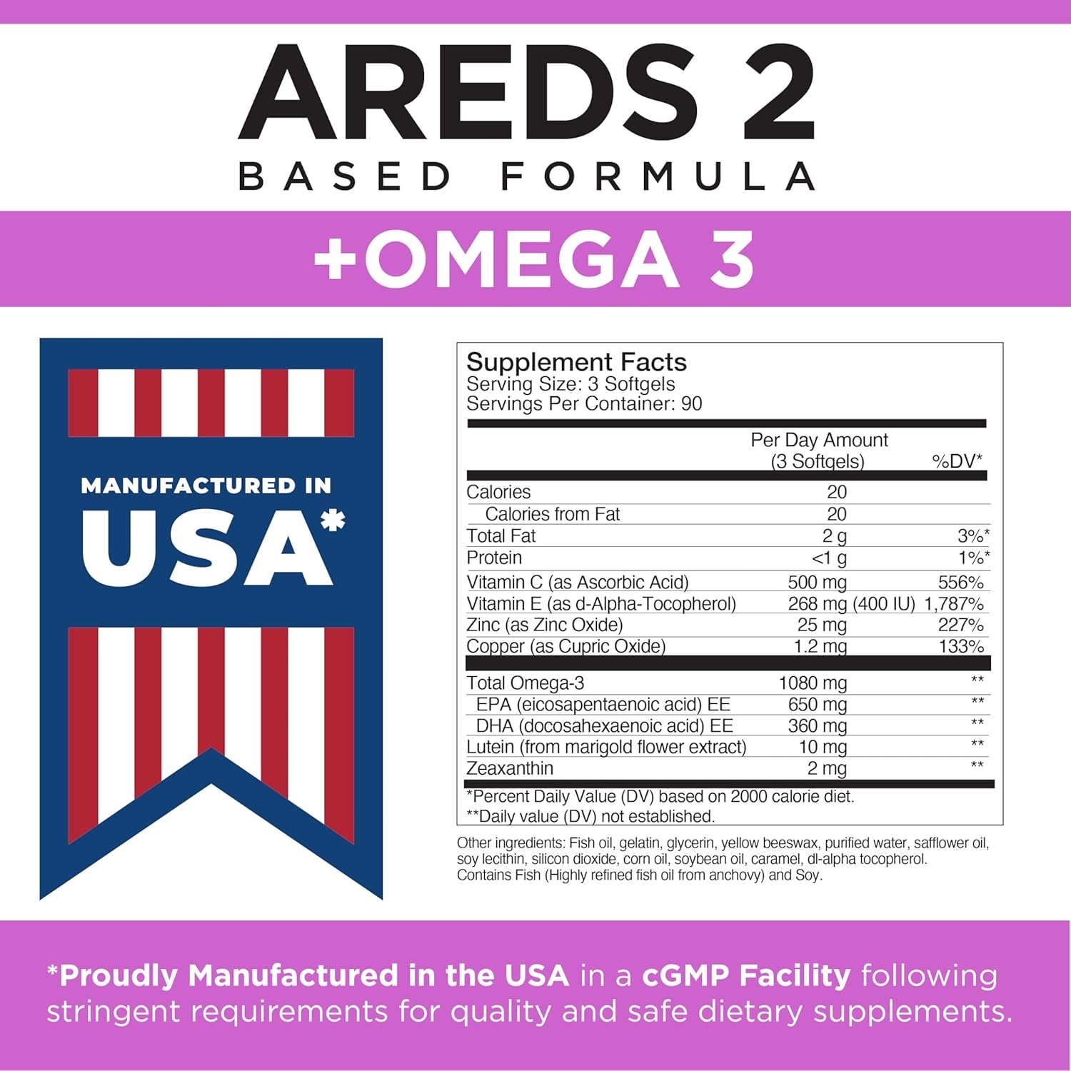 Viteyes AREDS 2 + Omega-3 Macular Support Softgels, Plus Triple Strength Omega-3 (650 mg EPA, 350 mg DHA) for Heart Health & Eye Health, Eye Vitamins, Vision Supplement, 270 Softgels - Image 9