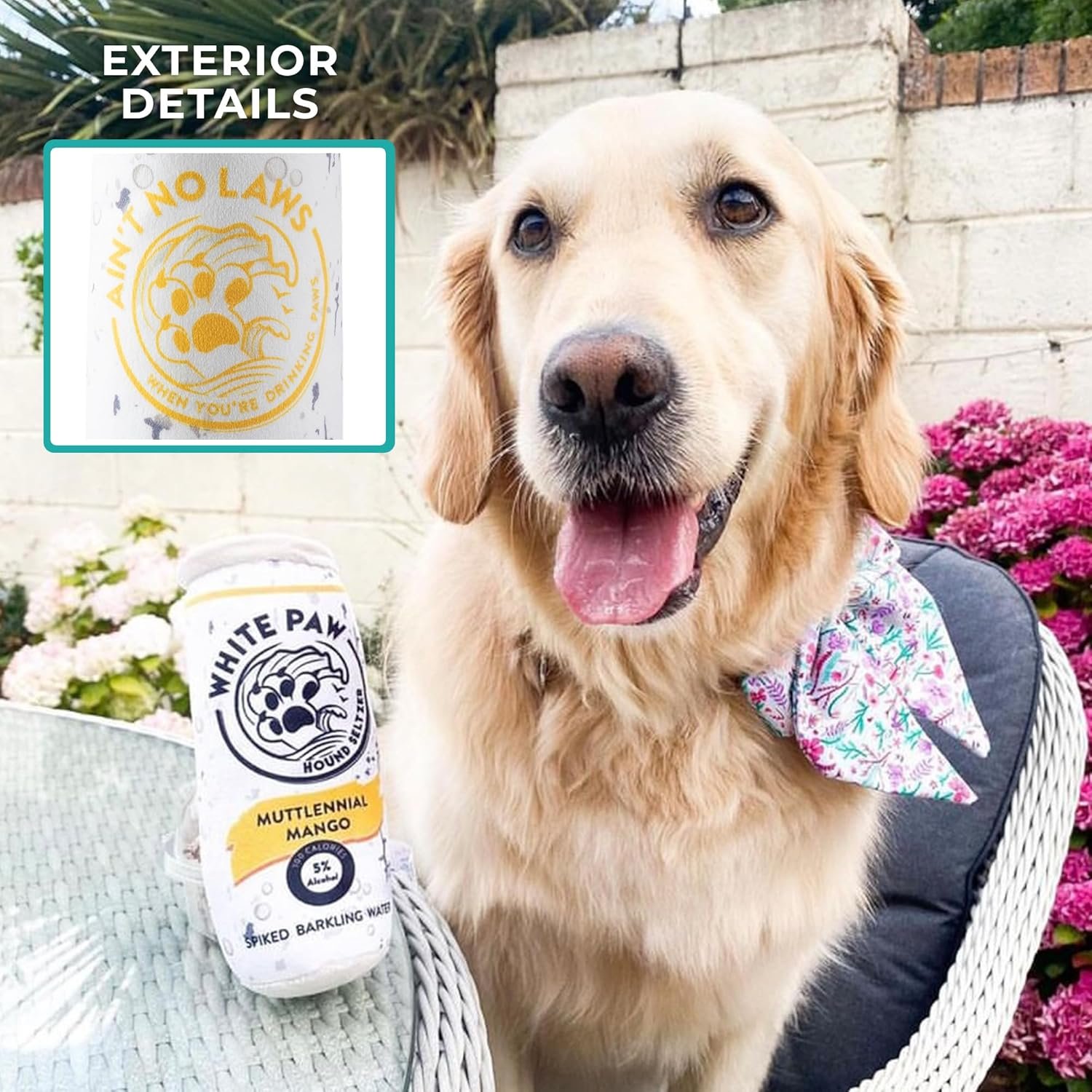 Haute Diggity Dog White Paw Muttlenial Mango, Plush Designer Dog Toys with Interactive Squeaker, Stimulating Pet Enrichment, Machine-Washable & Safe Materials for All Breeds, One Size - Image 4