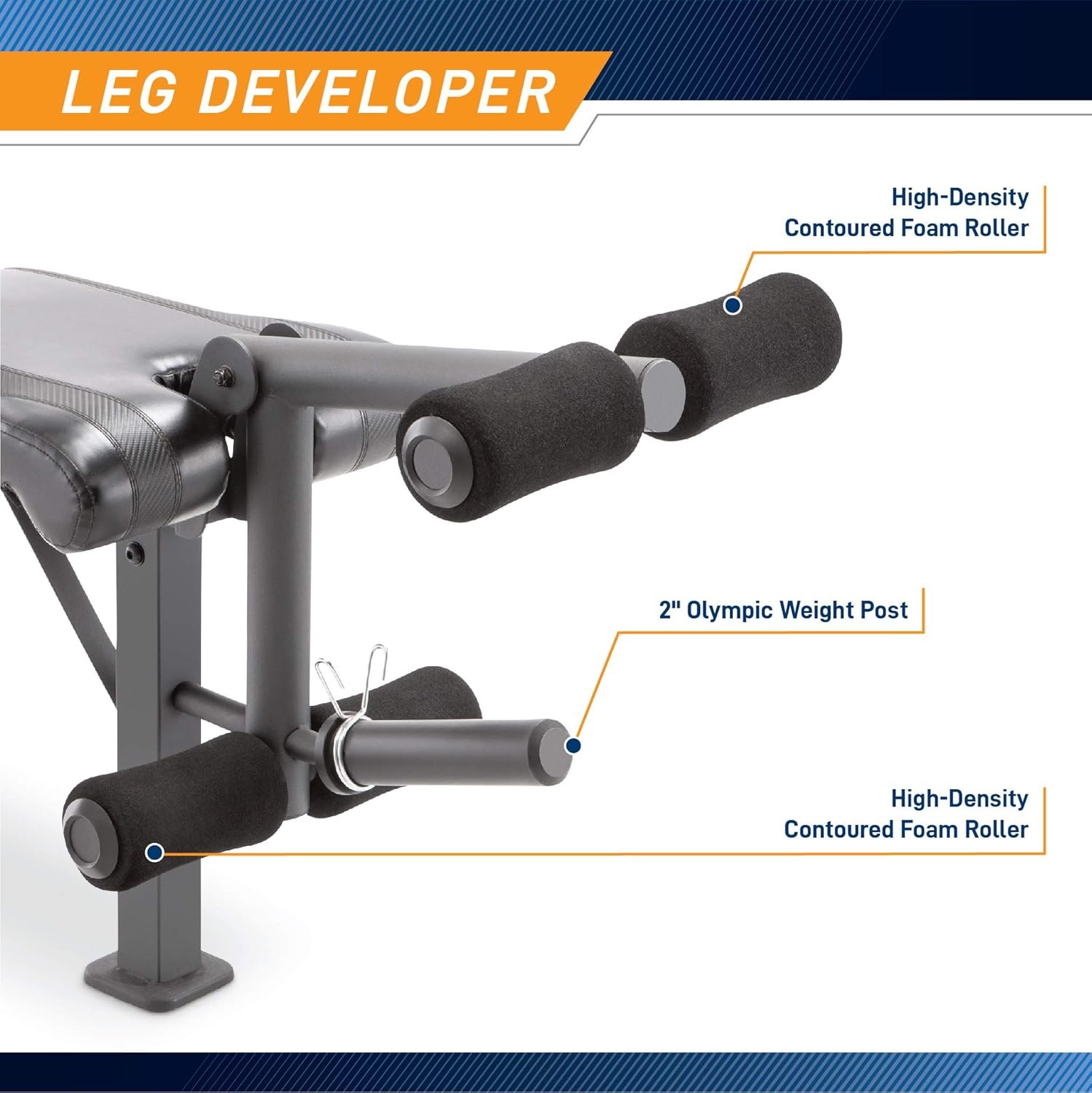 Marcy Competitor Adjustable Olympic Weight Bench with Leg Developer for Weight Lifting and Strength Training CB-729, Black - Image 5