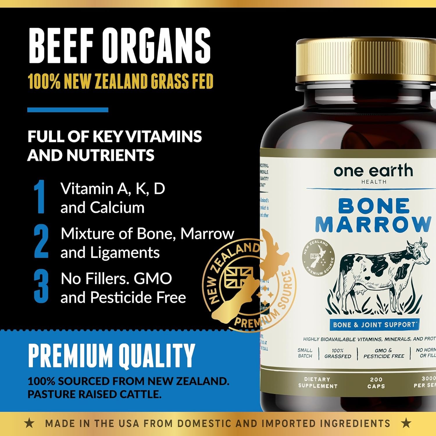 Grass Fed Beef Bone Marrow Supplement – (200 Count) Bone, Cartilage and Marrow. New Zealand Sourced. Better Than Bone Broth. Watch Product Video for Details - Image 5