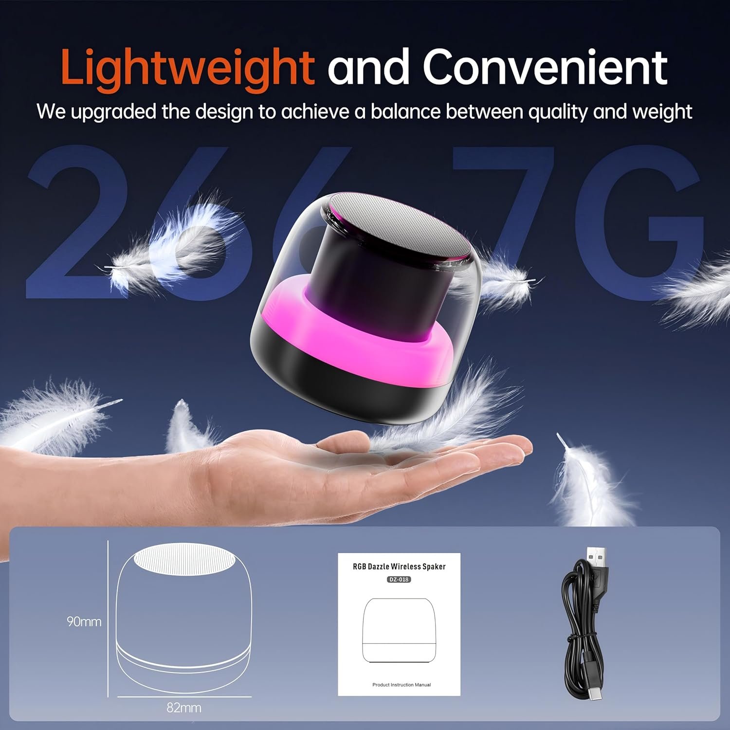 Bluetooth Speaker with Stereo Bass, Portable Speakers Bluetooth Wireless V5.3 with RGB Lights, TF-Card USB, Double Pairing, 4H Playtime, IP7 Waterproof Speakers for Travel Party Home Theater Outdoor - Image 7