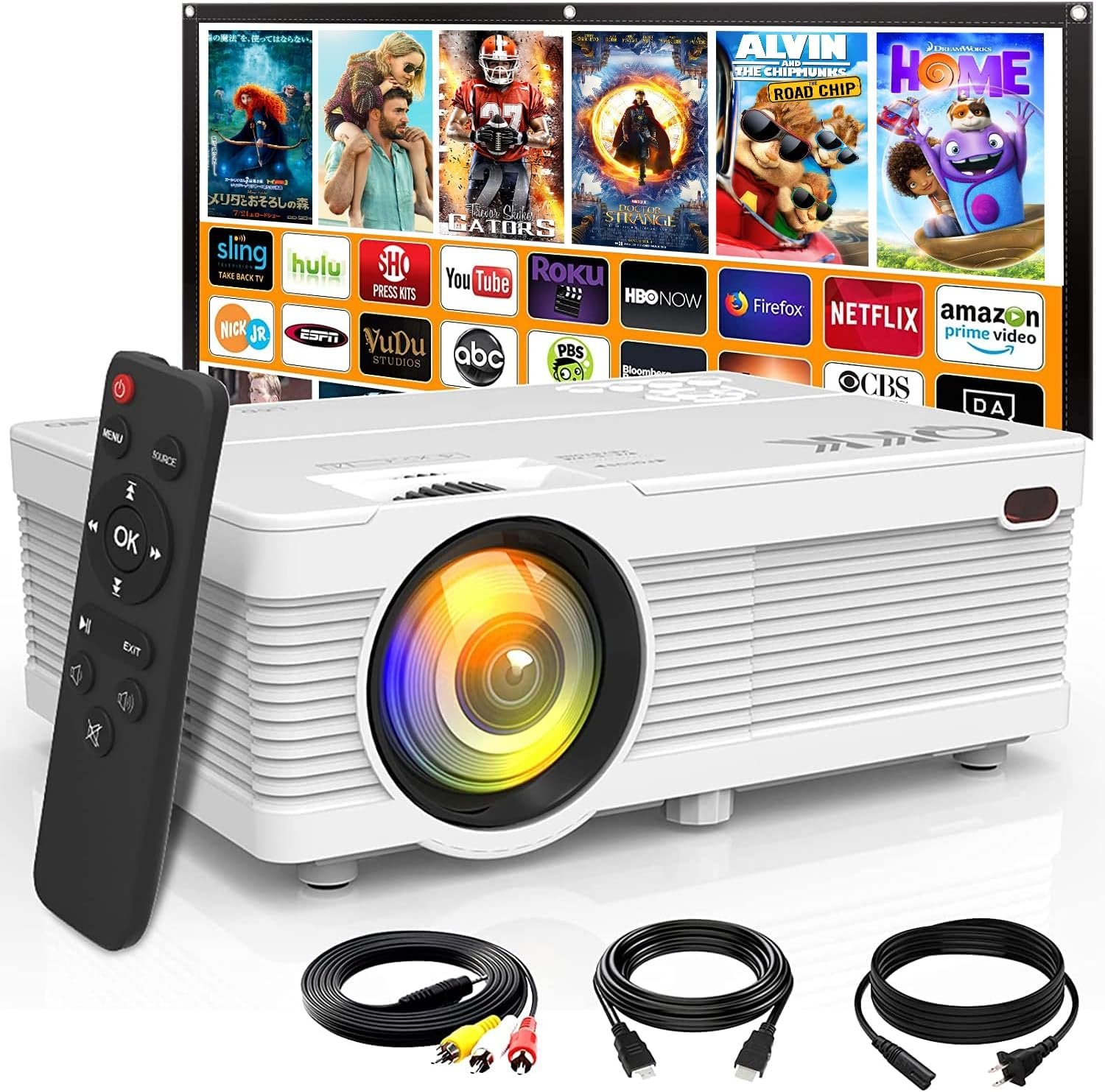 Mini Projector, Latest Upgraded Home Projector Full HD 1080P and 200" Display Supported, Compatible W/ TV Stick, Smartphone, HDMI, AV, SD - Image 2