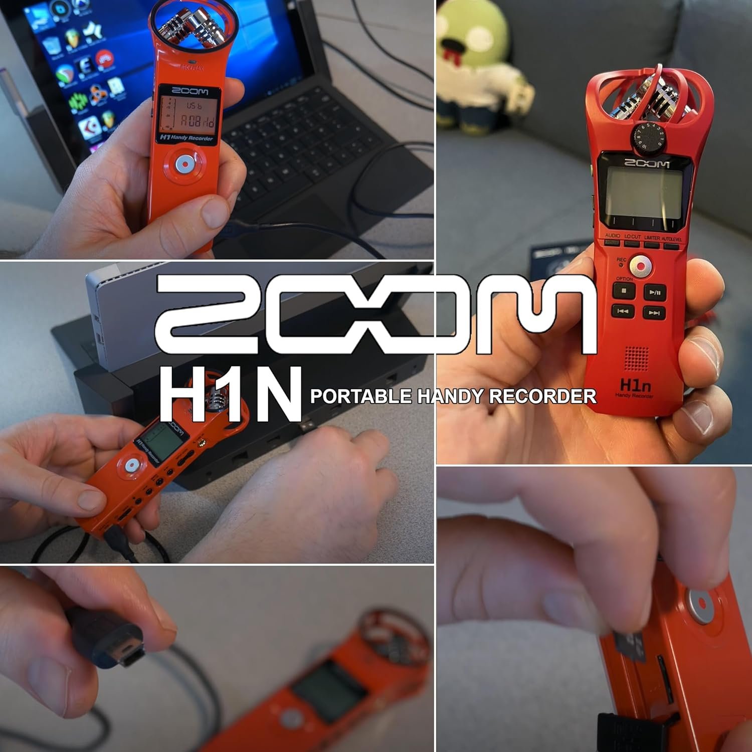 Zoom H1n 2-in / 2-Track Portable Digital Handy Recorder (Red) + Vidpro Lavalier Condenser Microphone - Image 3