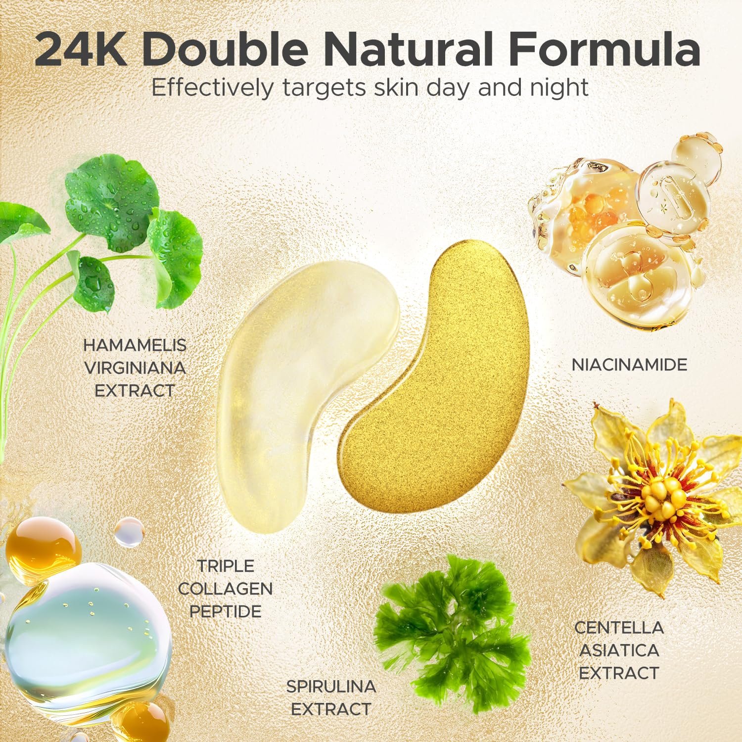 Under Eye Patches for Puffy Eyes,Dark Circles,Wrinkles & Eye Bags-Day & Night Eye Mask Gel Set with Collagen & 24K Gold,Ideal Undereye Skincare Gift for Bridesmaids, Women & Birthdays - Image 4