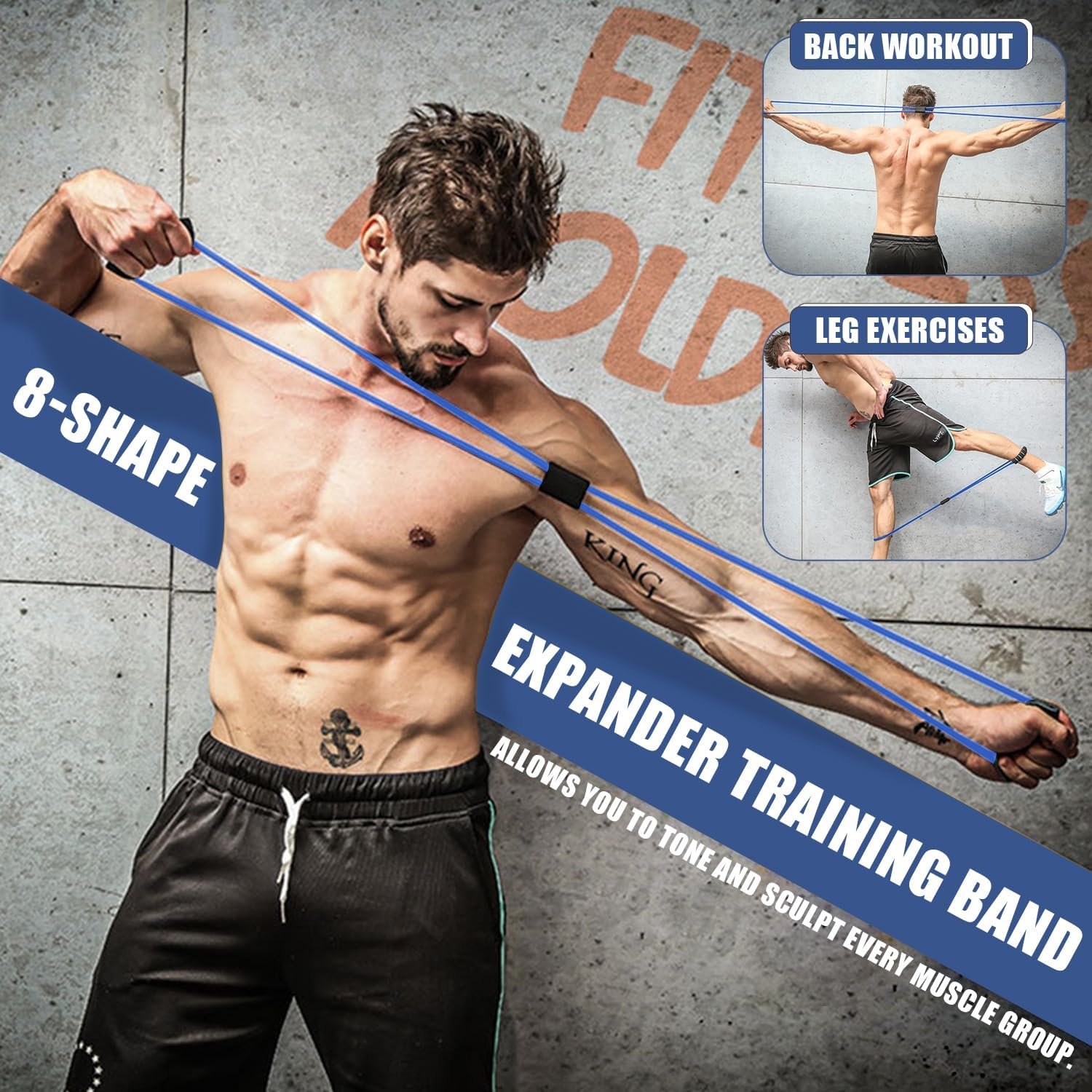23Pcs Resistance Bands Set Workout Bands, 5 Stackable Exercise Bands with Handles, 5 Resistance Loop Bands, Jump Rope, Figure 8 Resistance Bands, Headband, Cooling Towel - Image 7